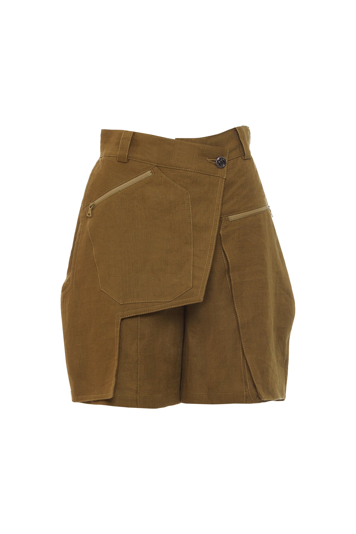 Asimetrik Form Keten Şort