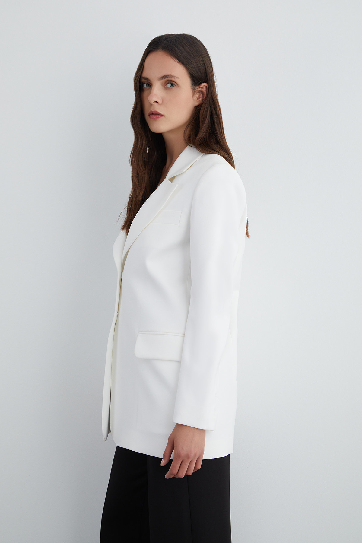 Düğme Detaylı Uzun Kollu Ceket