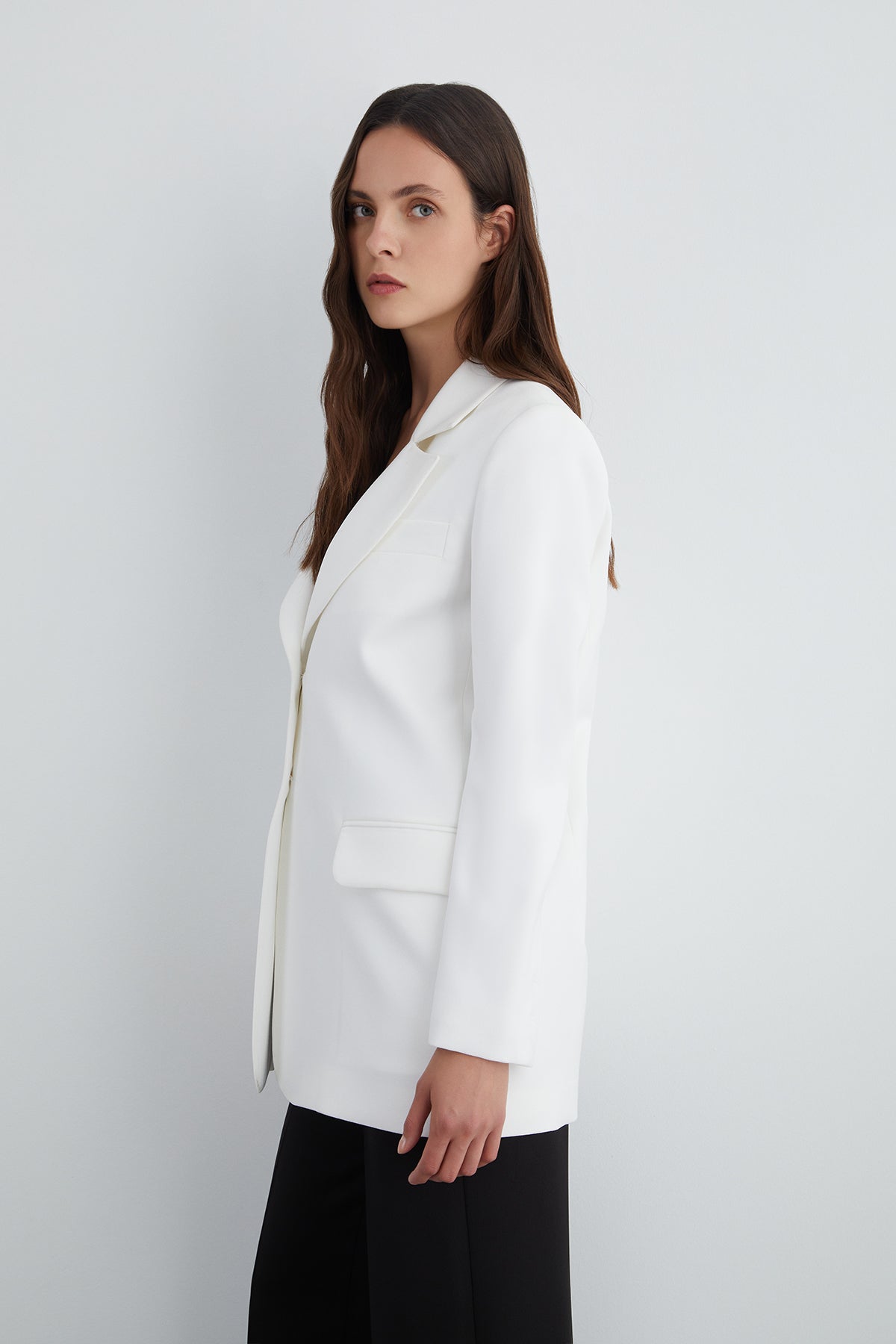 Düğme Detaylı Uzun Kollu Ceket