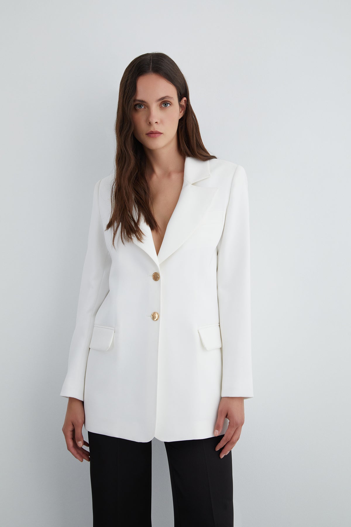 Düğme Detaylı Uzun Kollu Ceket