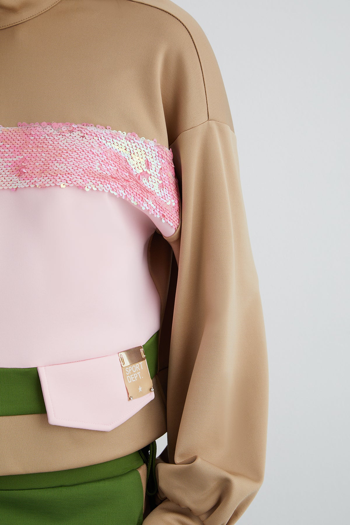 Aksesuarlı Bayet Detay Dik Yakalı Sweatshirt