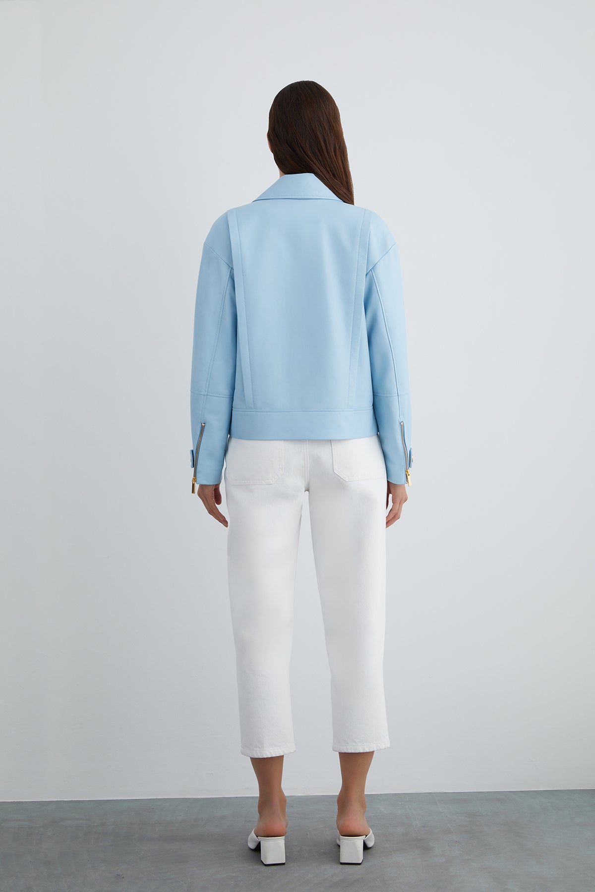 Fermuar Aksesuarlı Deri Ceket