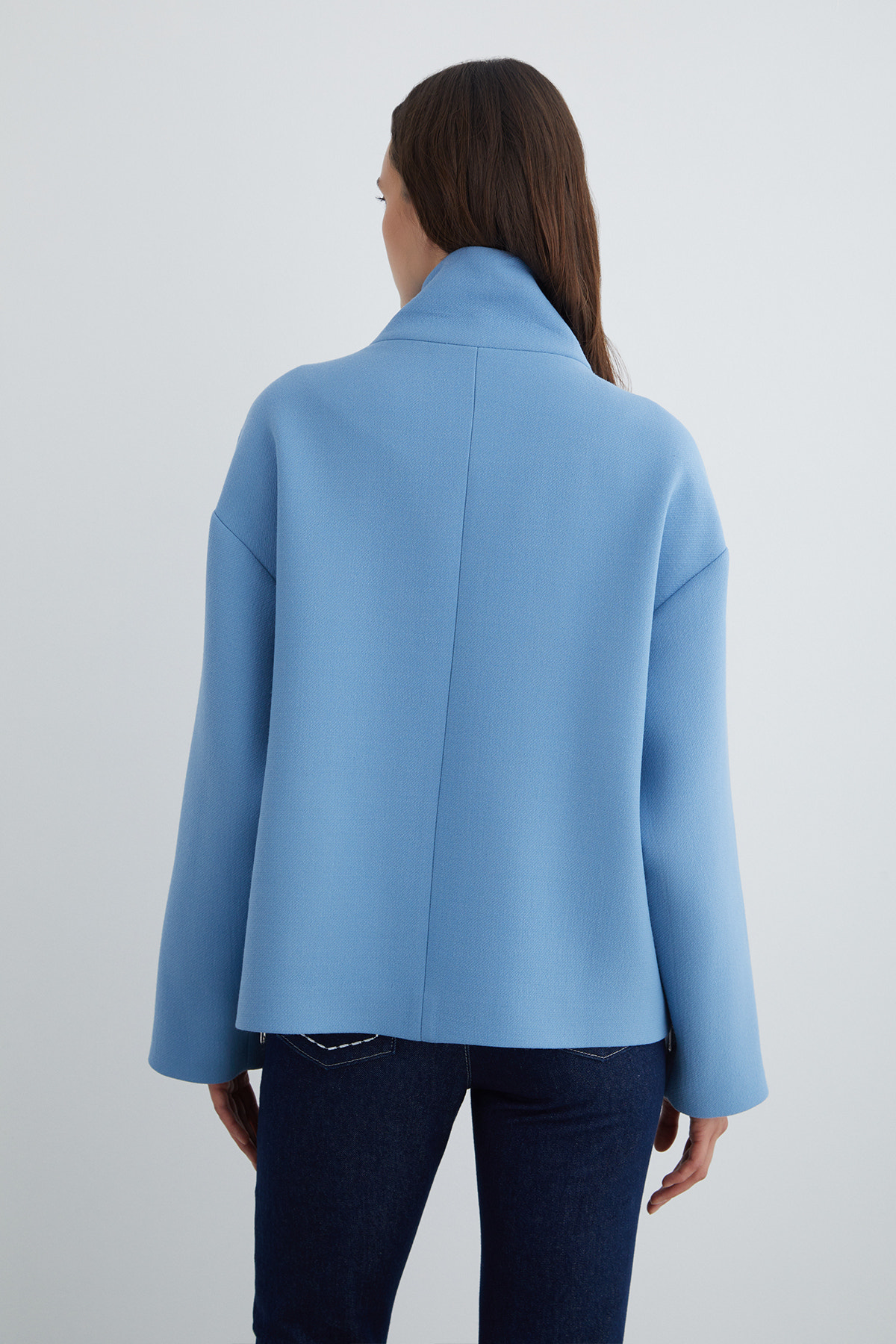 Asimetrik Model Dik Yakalı Kısa Kaşe Kaban