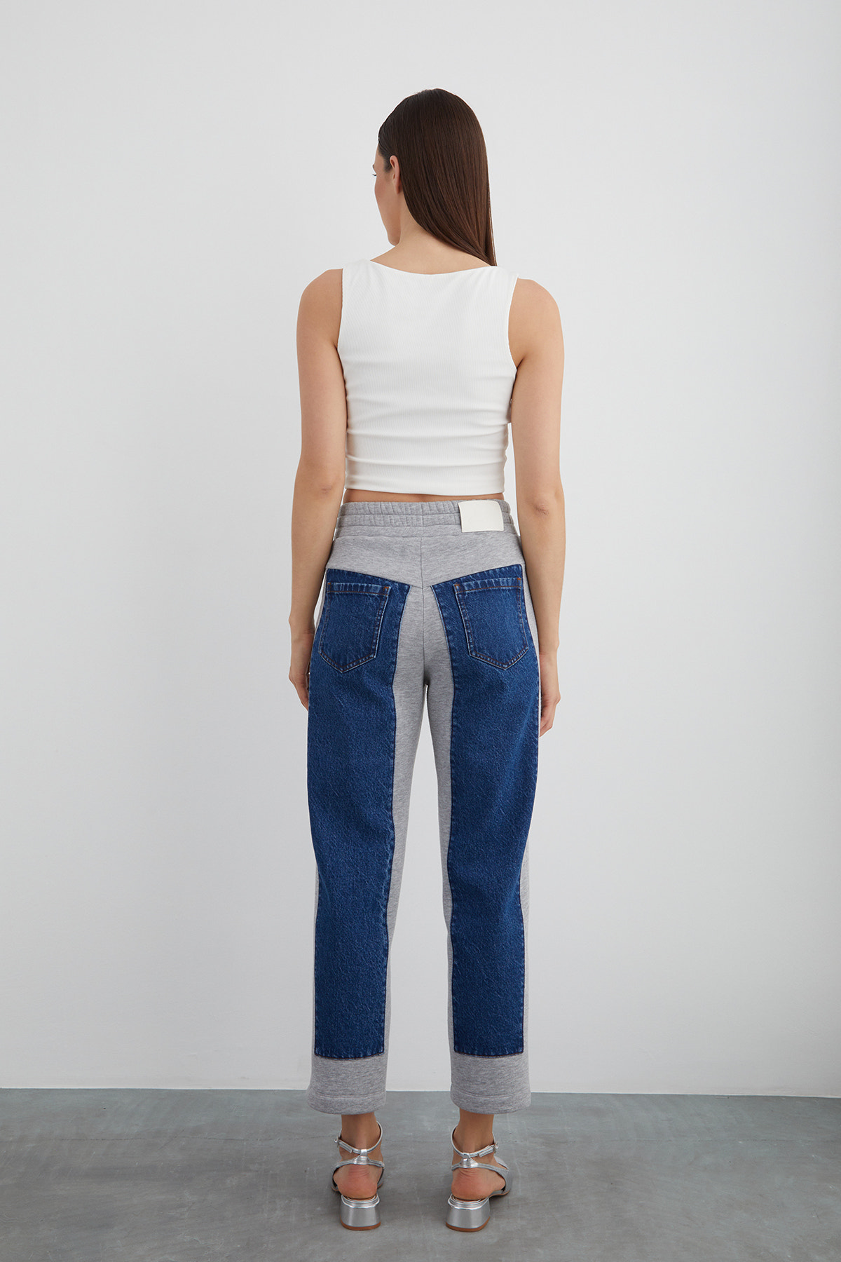 Kordon Detaylı Jean Garnili Beli Lastikli Pantolon