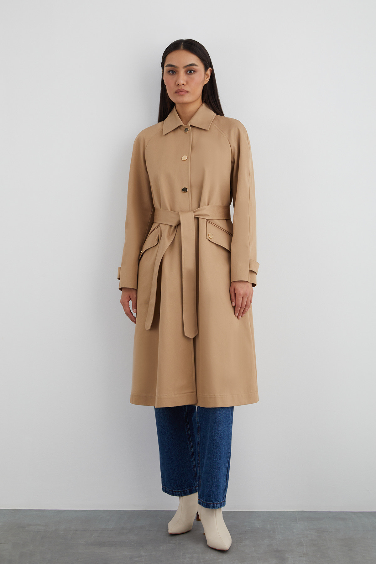 Çıtçıt Kapama Seyyar Kuşaklı Trenchcoat