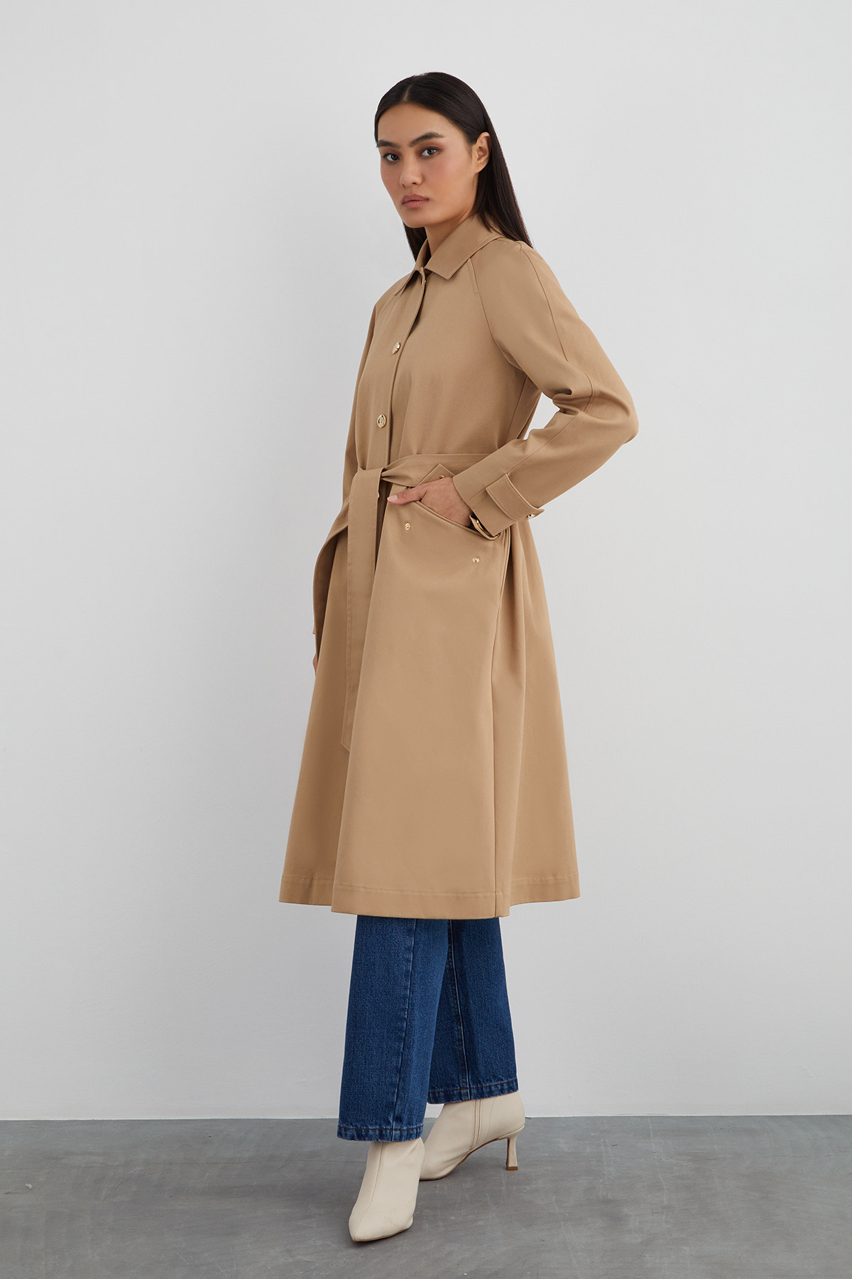 Çıtçıt Kapama Seyyar Kuşaklı Trenchcoat