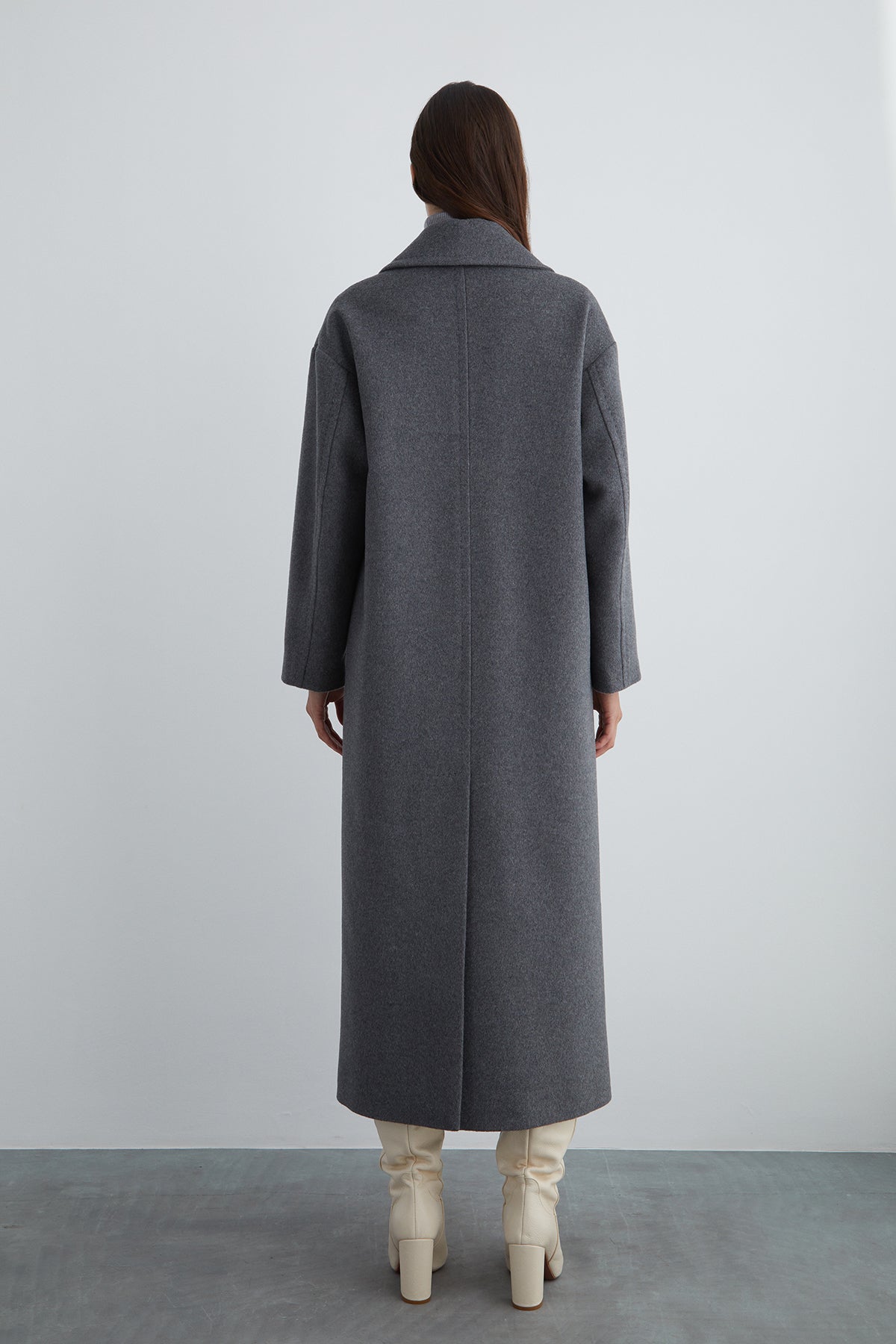 Cep Detaylı İpek Kaşmir Kaban