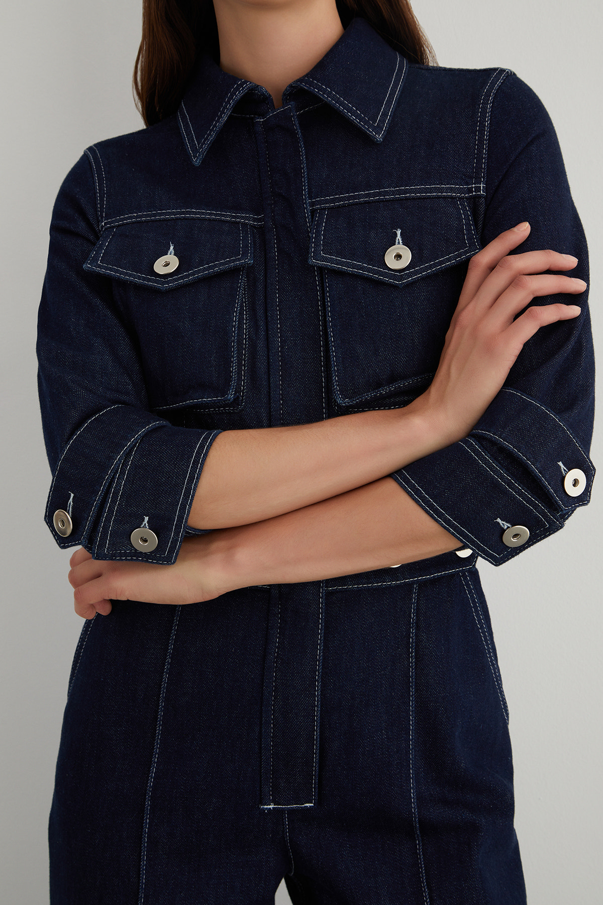 Nikel Düğme Detaylı Yanı Yırtmaçlı Flare Paça Jean Tulum