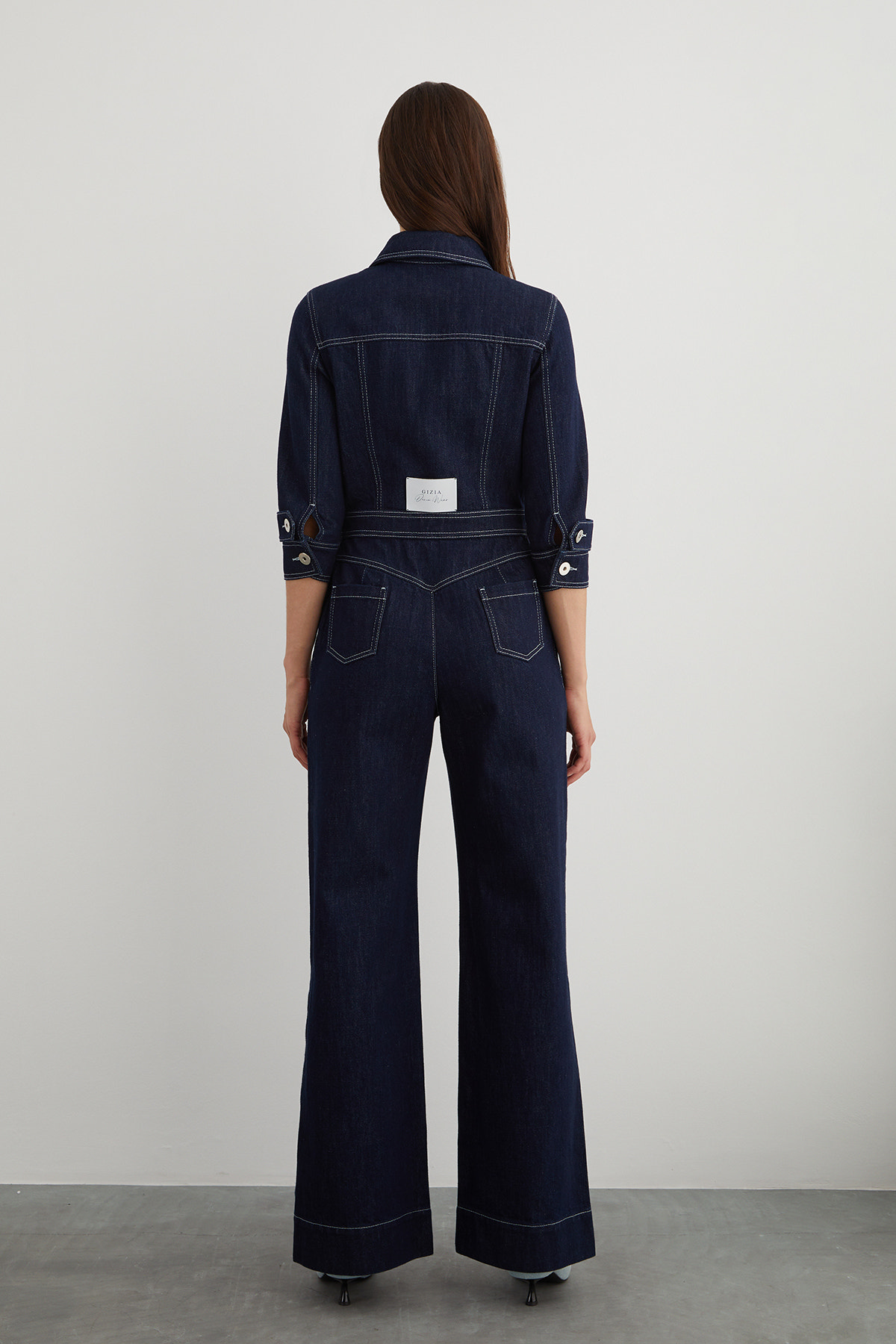 Nikel Düğme Detaylı Yanı Yırtmaçlı Flare Paça Jean Tulum