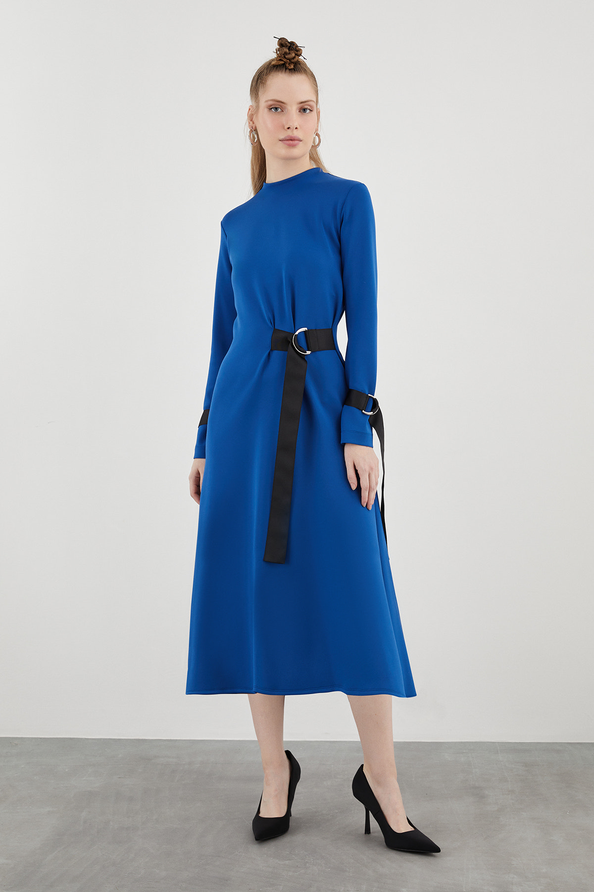 Grogren Şeritli D Toka Aksesuarlı Midi Boy Spor Elbise