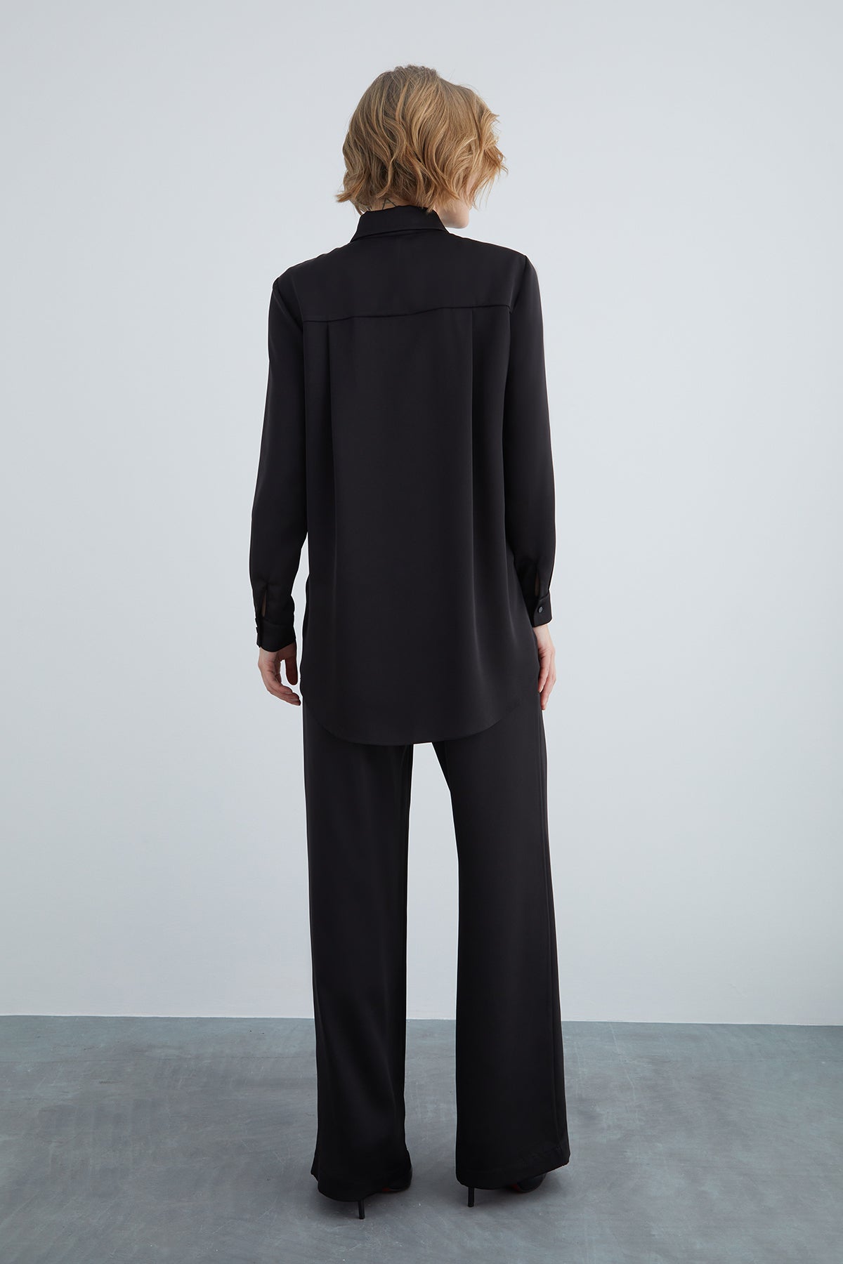 Rahat Kesim Gömlek Ve Beli Lastikli Geniş Paça Pijama Takımı