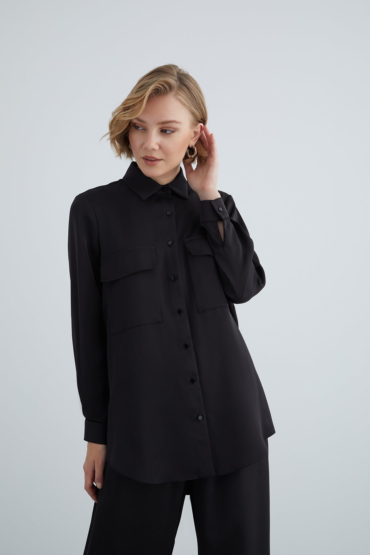 Rahat Kesim Gömlek Ve Beli Lastikli Geniş Paça Takım