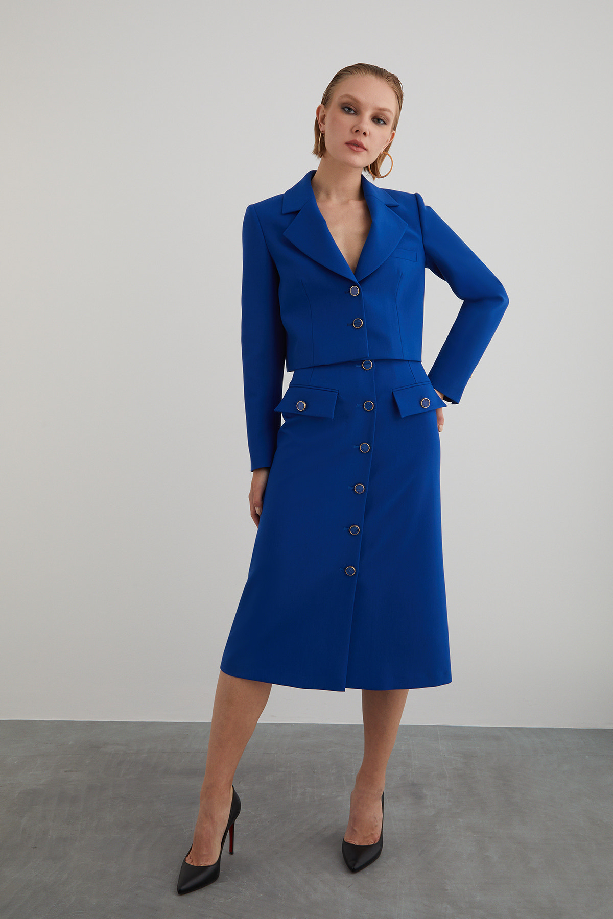 Ceket Ve Midi Boy Etekli Takım