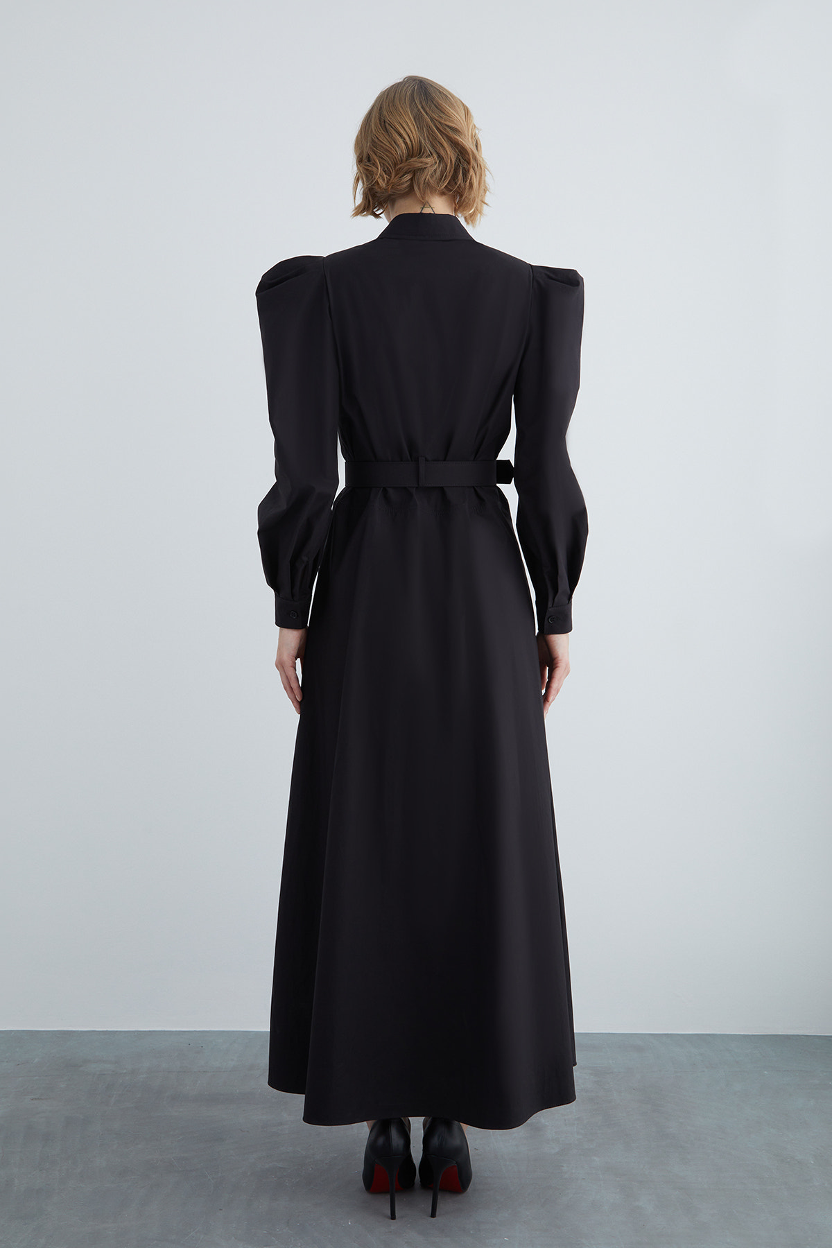 Kemer Detaylı Cepli Maxi Elbise