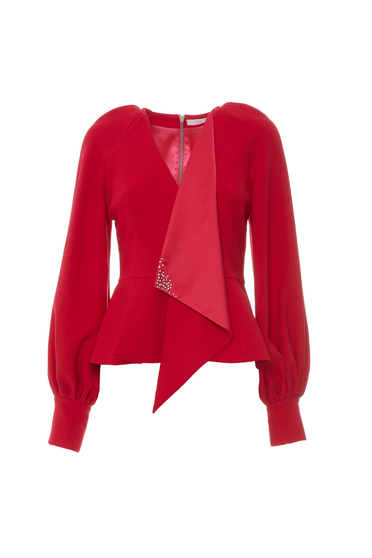 İşleme Detaylı Arkası Fermuarlı Bluz