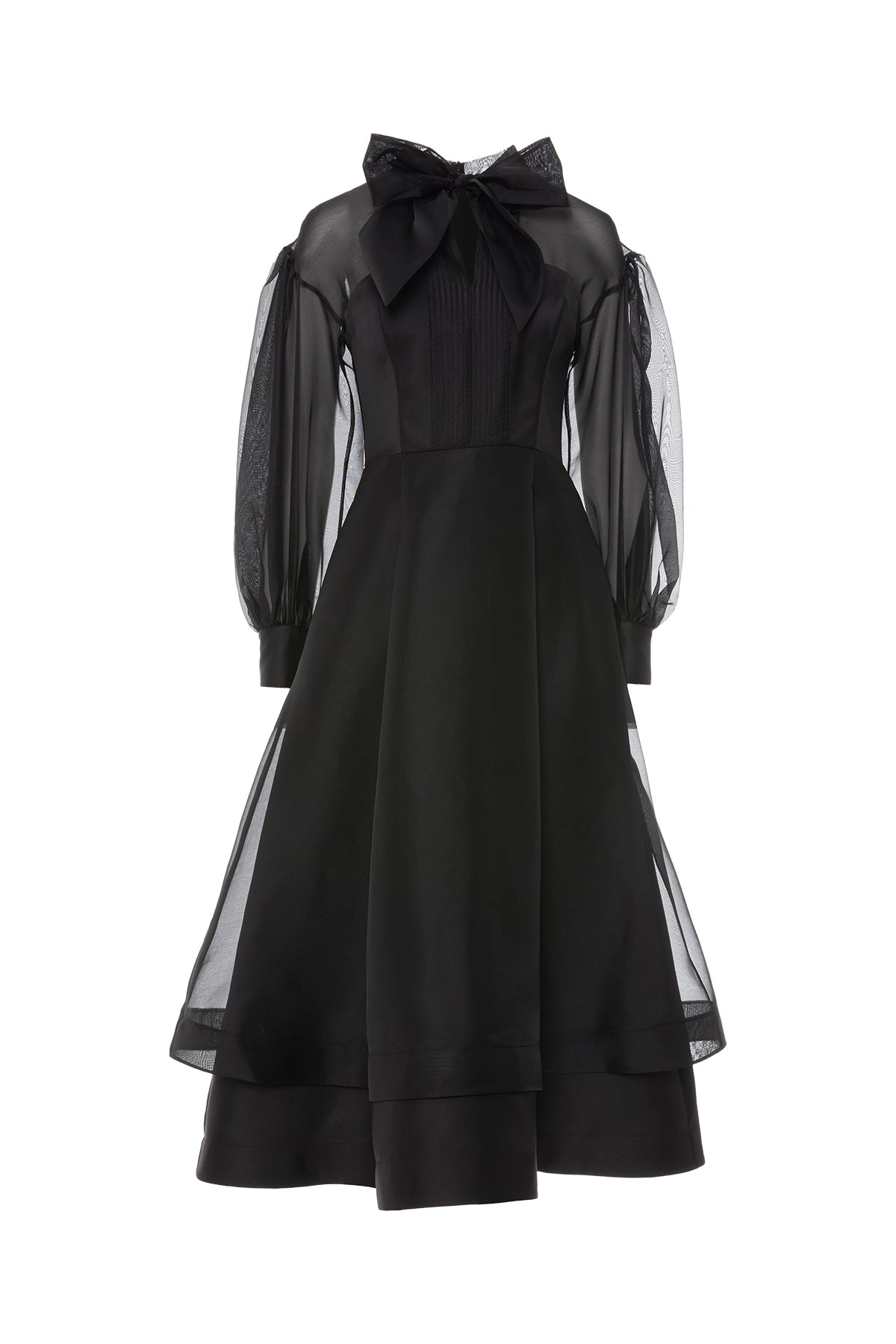 Boyundan Bağlamalı Midi Organze Elbise