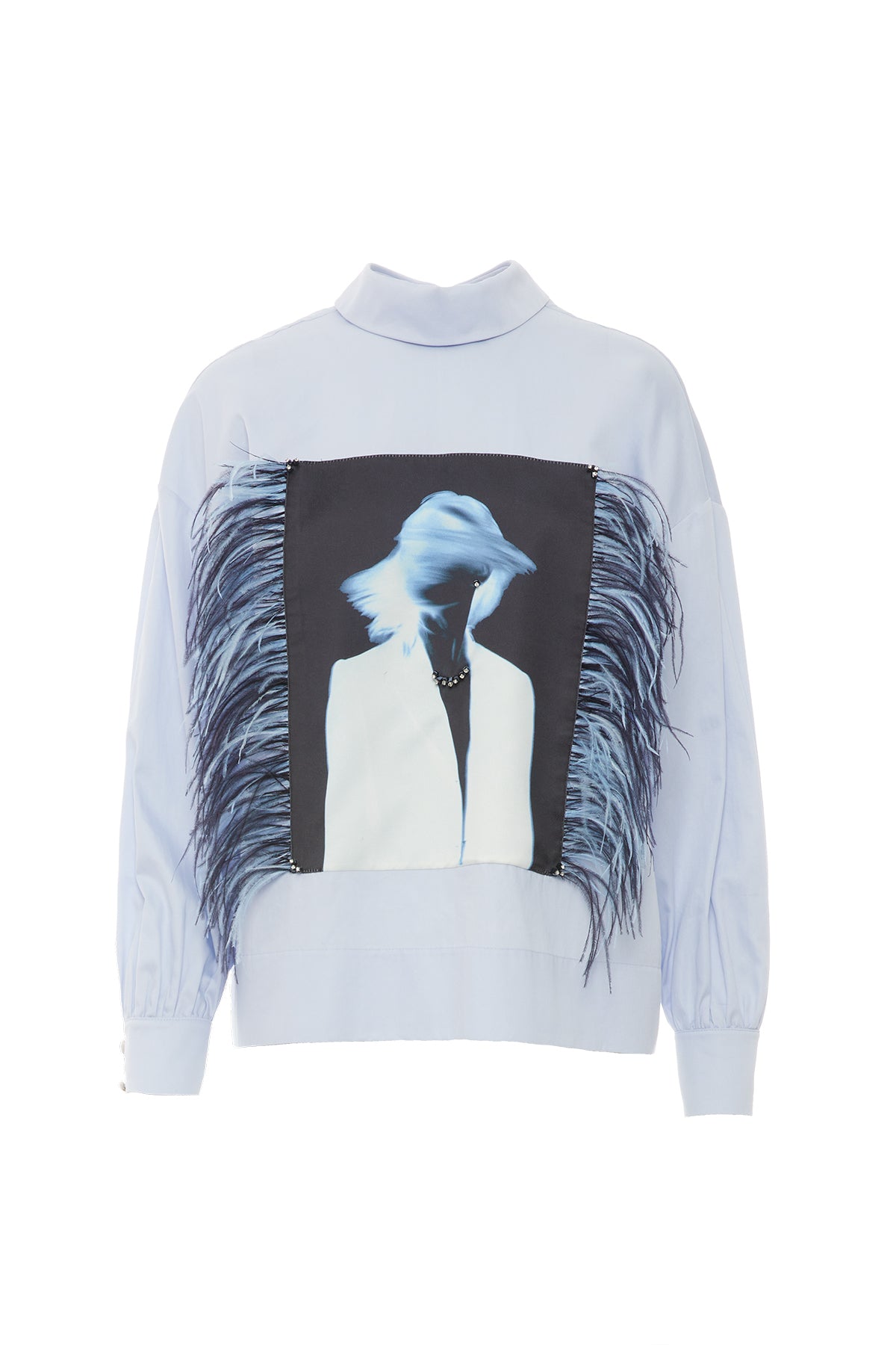 Özel Tüylü Pano Desen Detaylı Arka Beden Düğmeli Sweatshirt