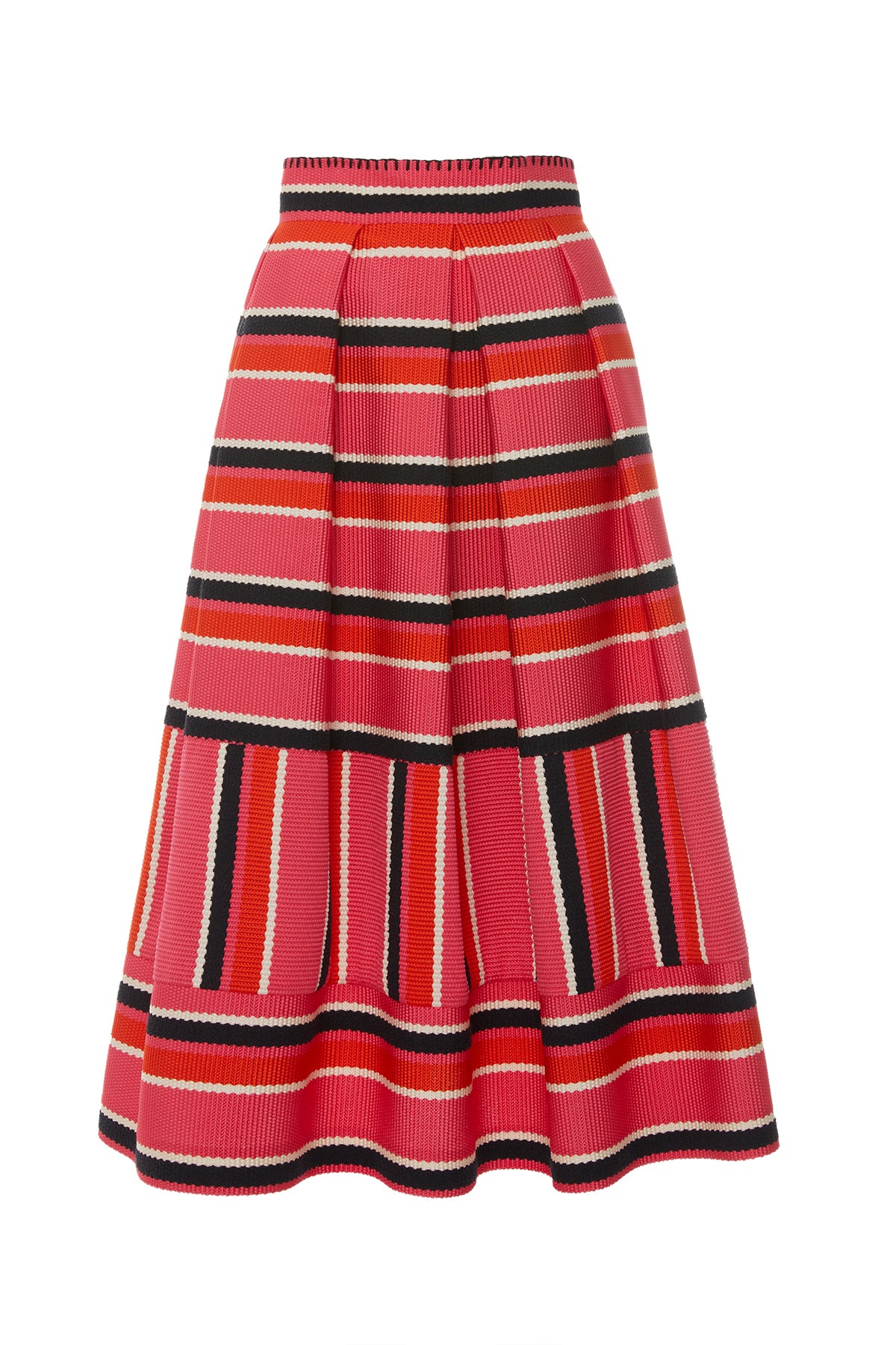 Pileli Çizgili Örme Etek