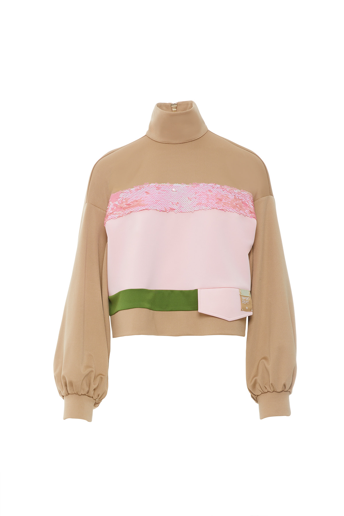 Aksesuarlı Bayet Detay Dik Yakalı Sweatshirt