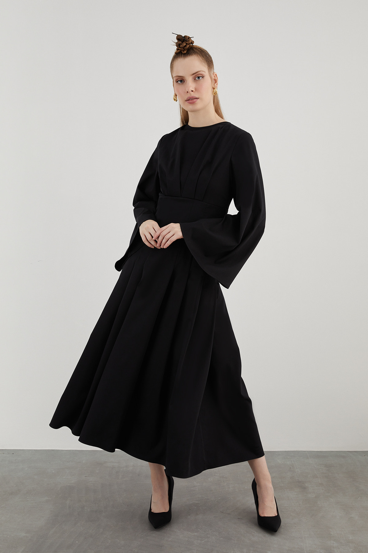 Bisiklet Yaka Maxi Boy Elbise