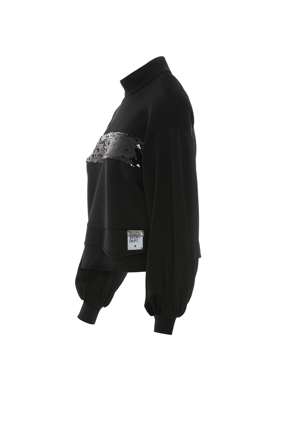 Aksesuarlı Bayet Detay Dik Yakalı Sweatshirt