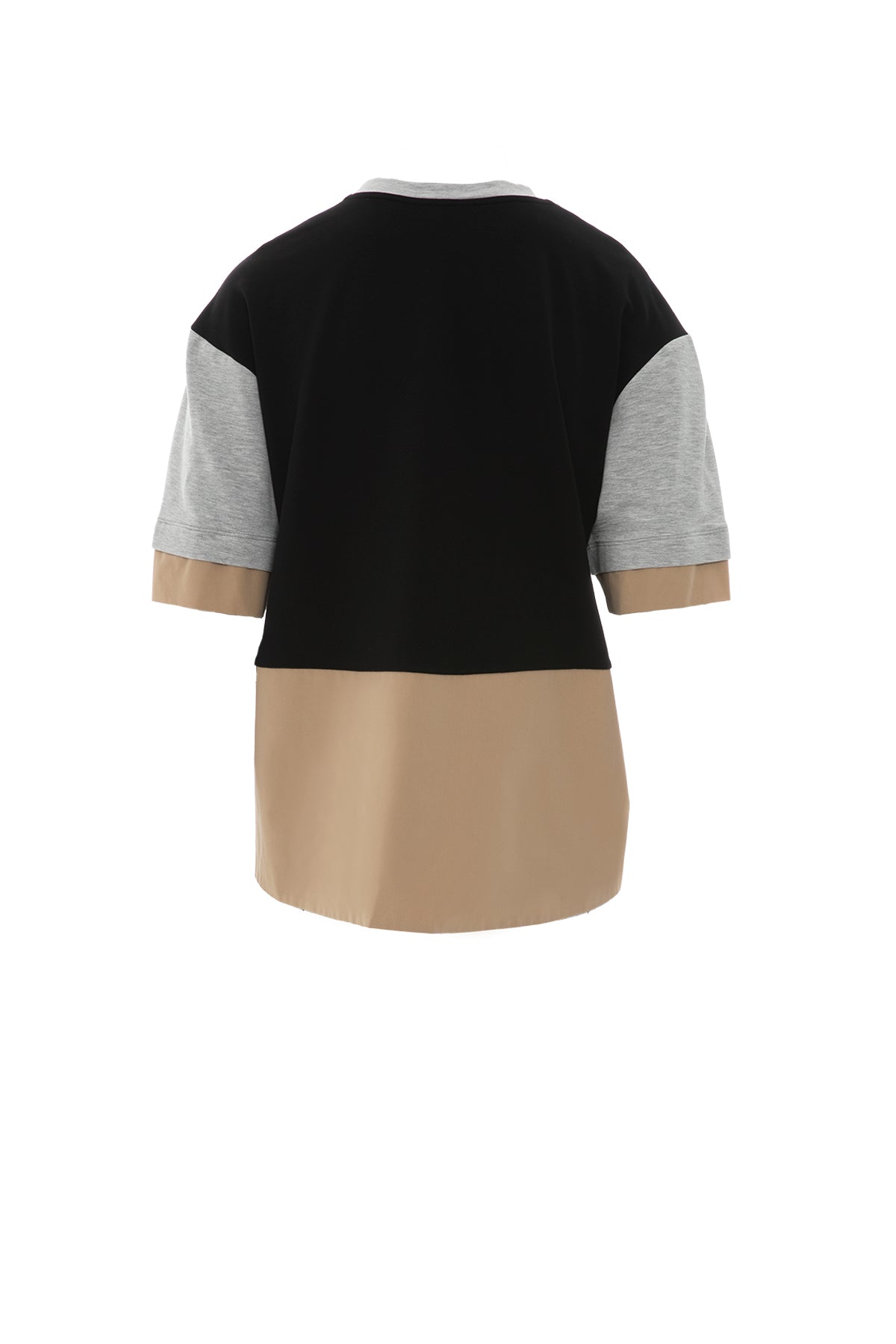 Ön Beden Etiket Detaylı Asimetrik Model T-shirt