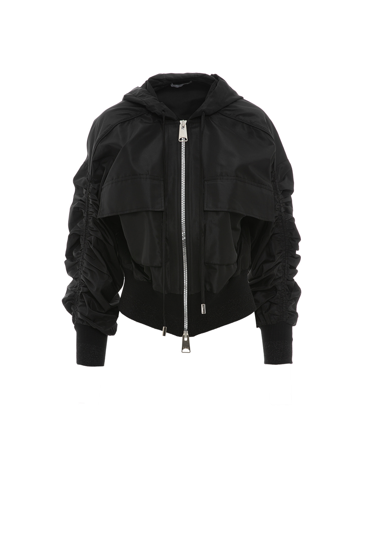 Taşlı Bağcık Detaylı Kolu Büzgülü Geniş Cep Ceket