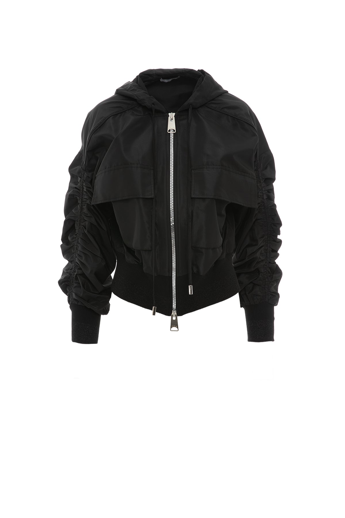 Taşlı Bağcık Detaylı Kolu Büzgülü Geniş Cep Ceket