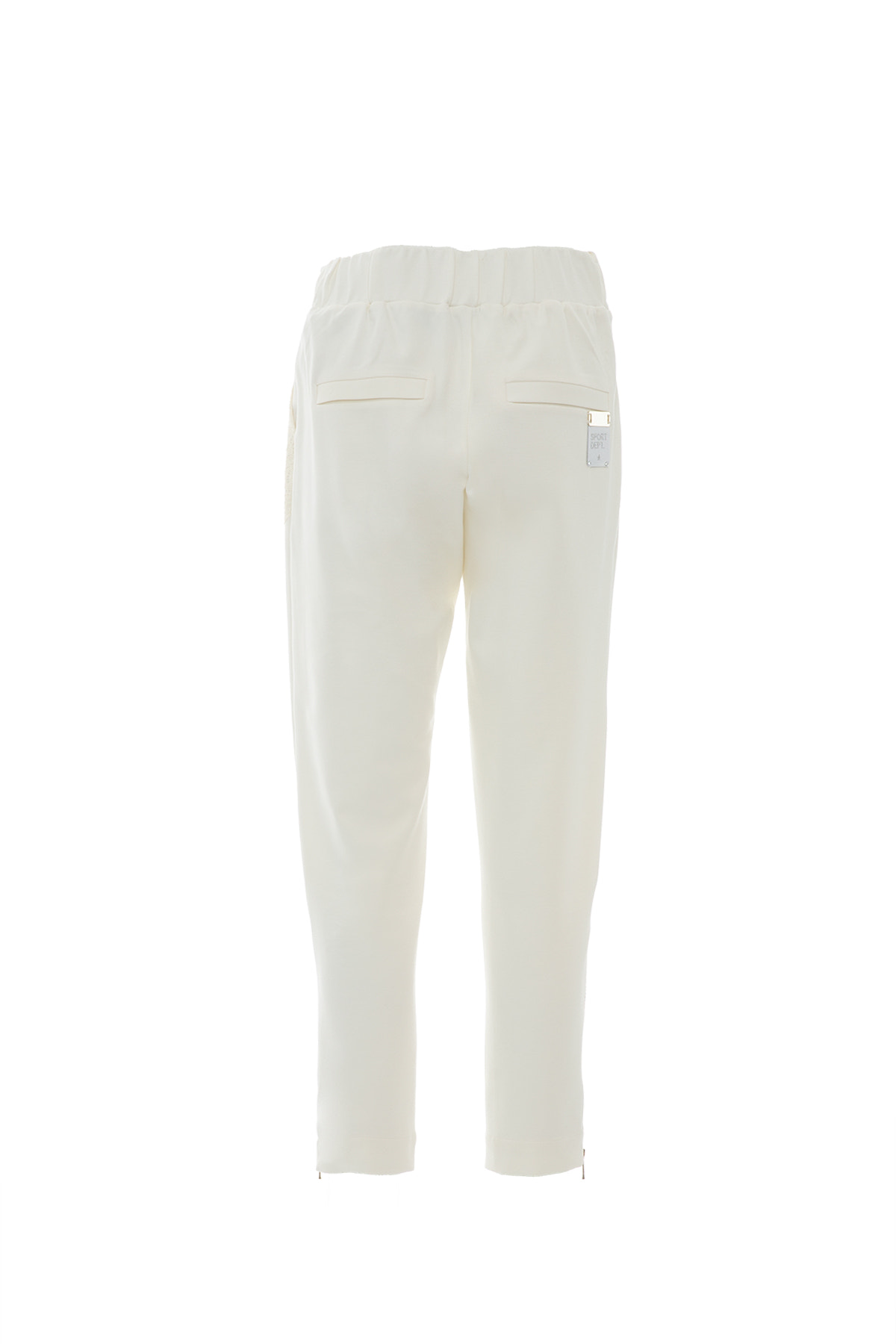 Gold Aksesuar Detaylı Cepleri Dantel Detaylı Ekru Eşofman Altı