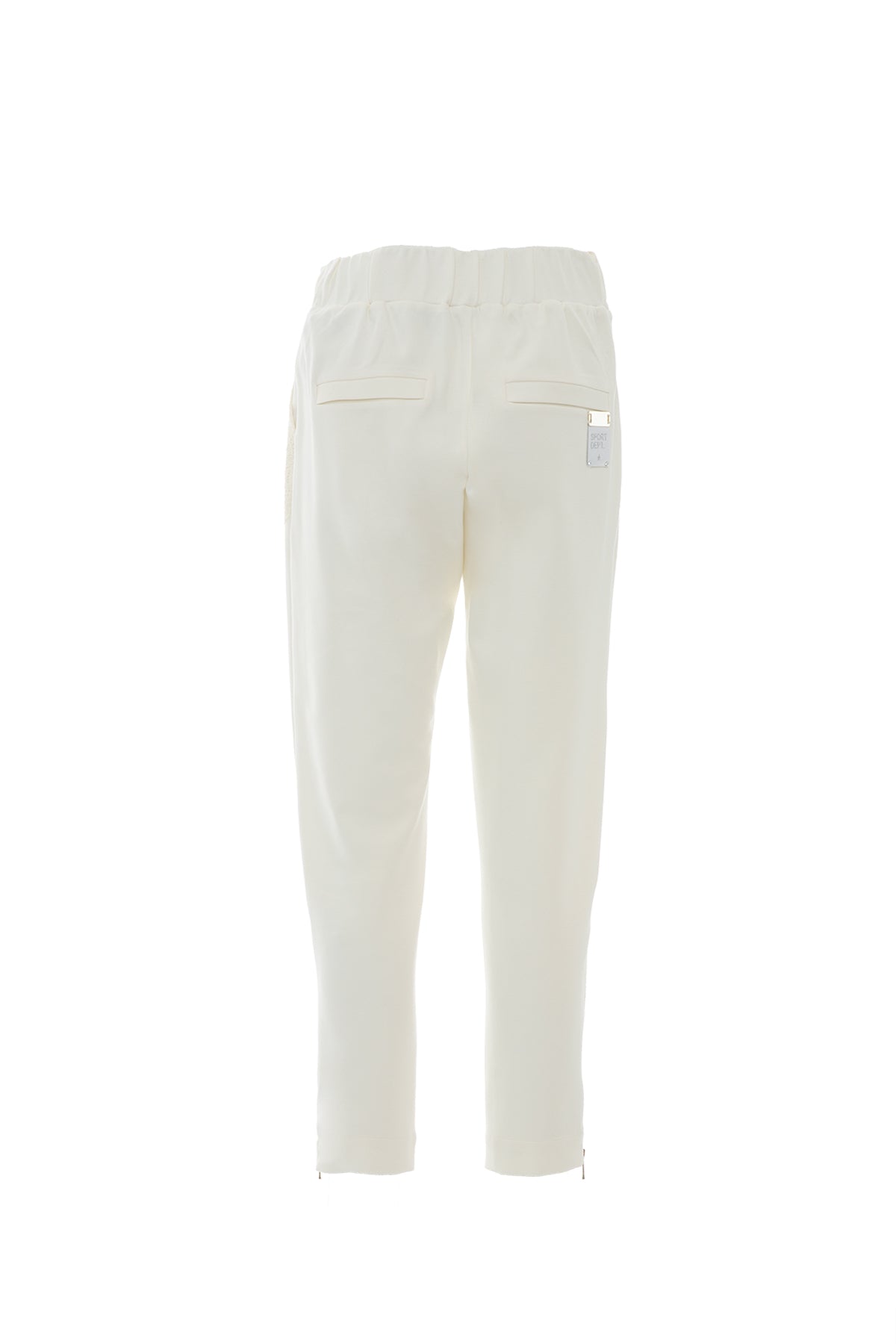 Gold Aksesuar Detaylı Cepleri Dantel Detaylı Ekru Eşofman Altı