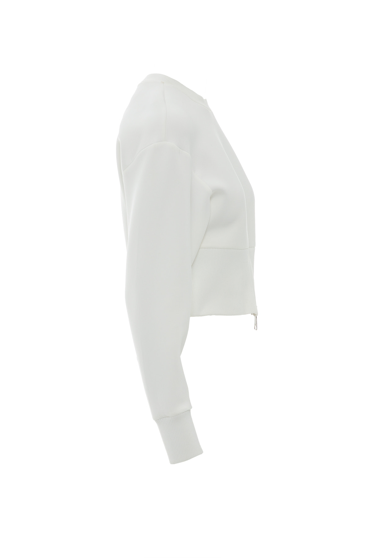 Kolu Etiket Detaylı Ön Etek Ucu Fermuarlı Sweatshirt