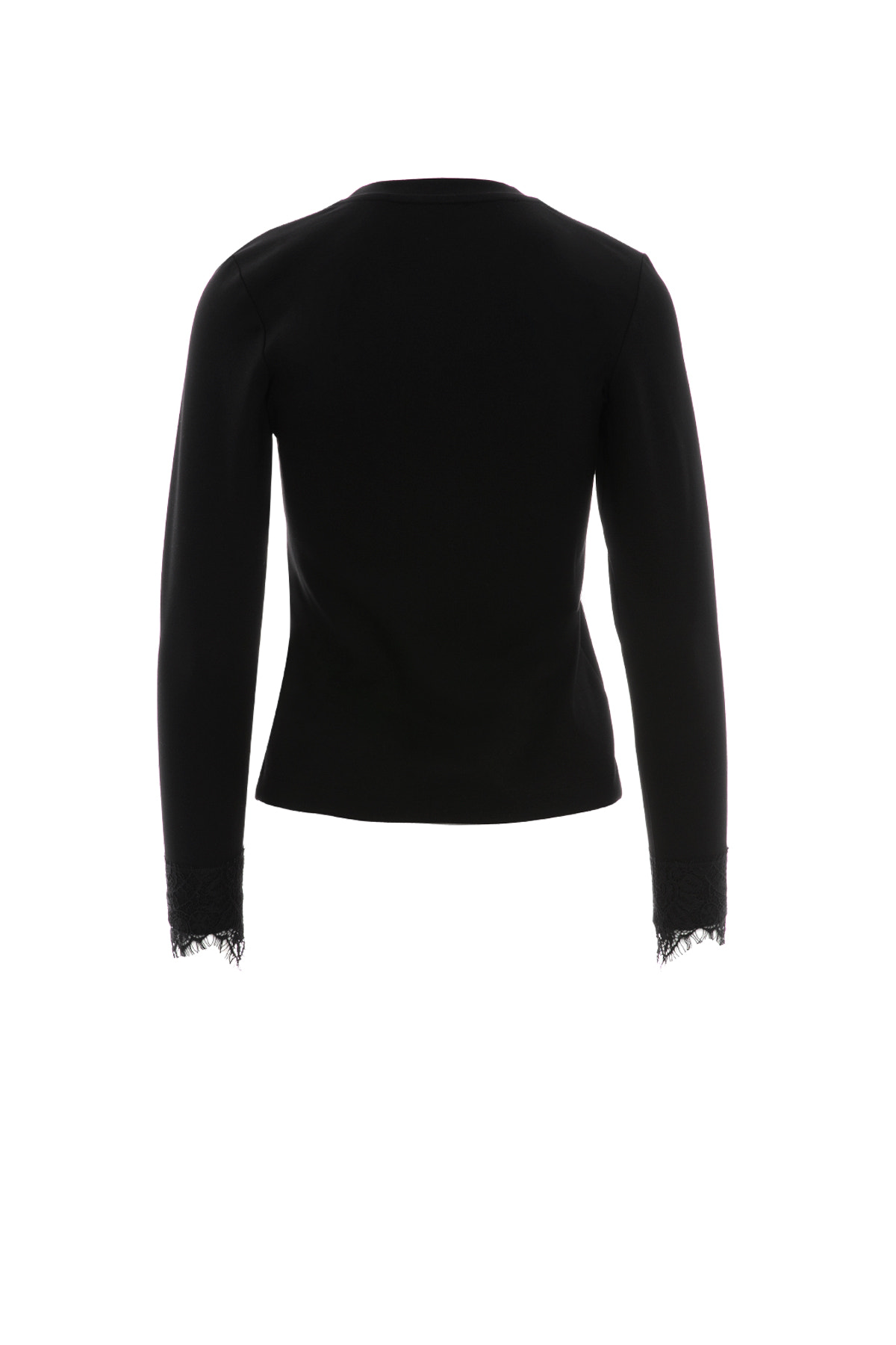 Aksesuar Detaylı Kol Ucu Dantelli Uzun Kollu T-Shirt