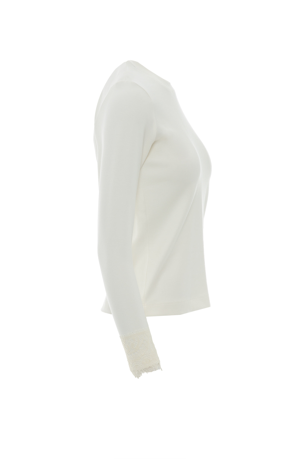 Aksesuar Detaylı Kol Ucu Dantelli Uzun Kollu T-Shirt