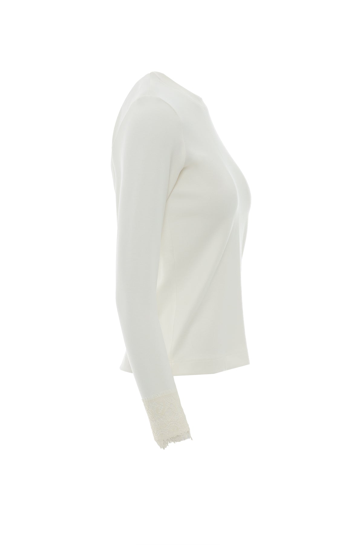 Aksesuar Detaylı Kol Ucu Dantelli Uzun Kollu T-Shirt