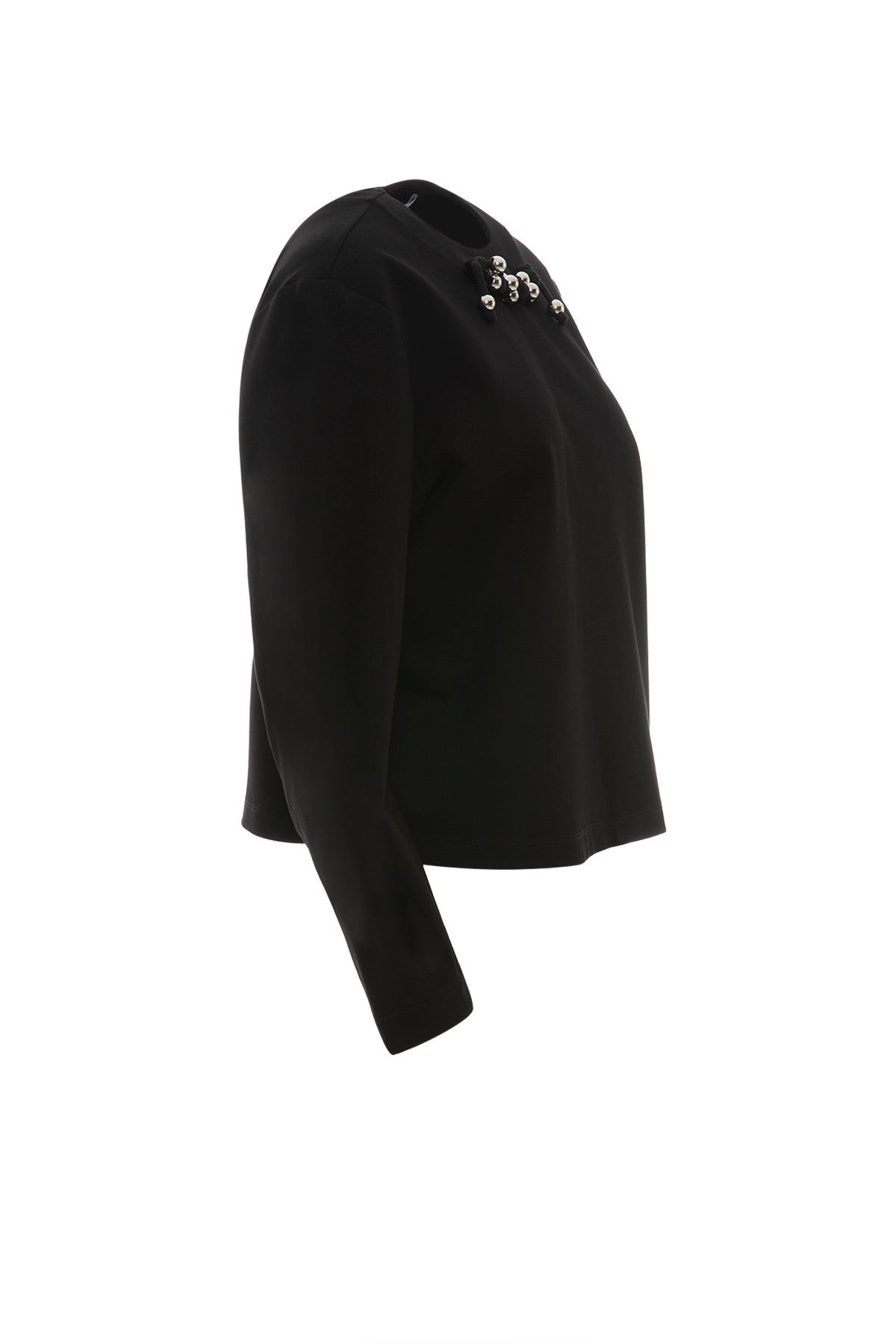 Boncuklu Kordon Detaylı Arkası Fermuarlı Bluz