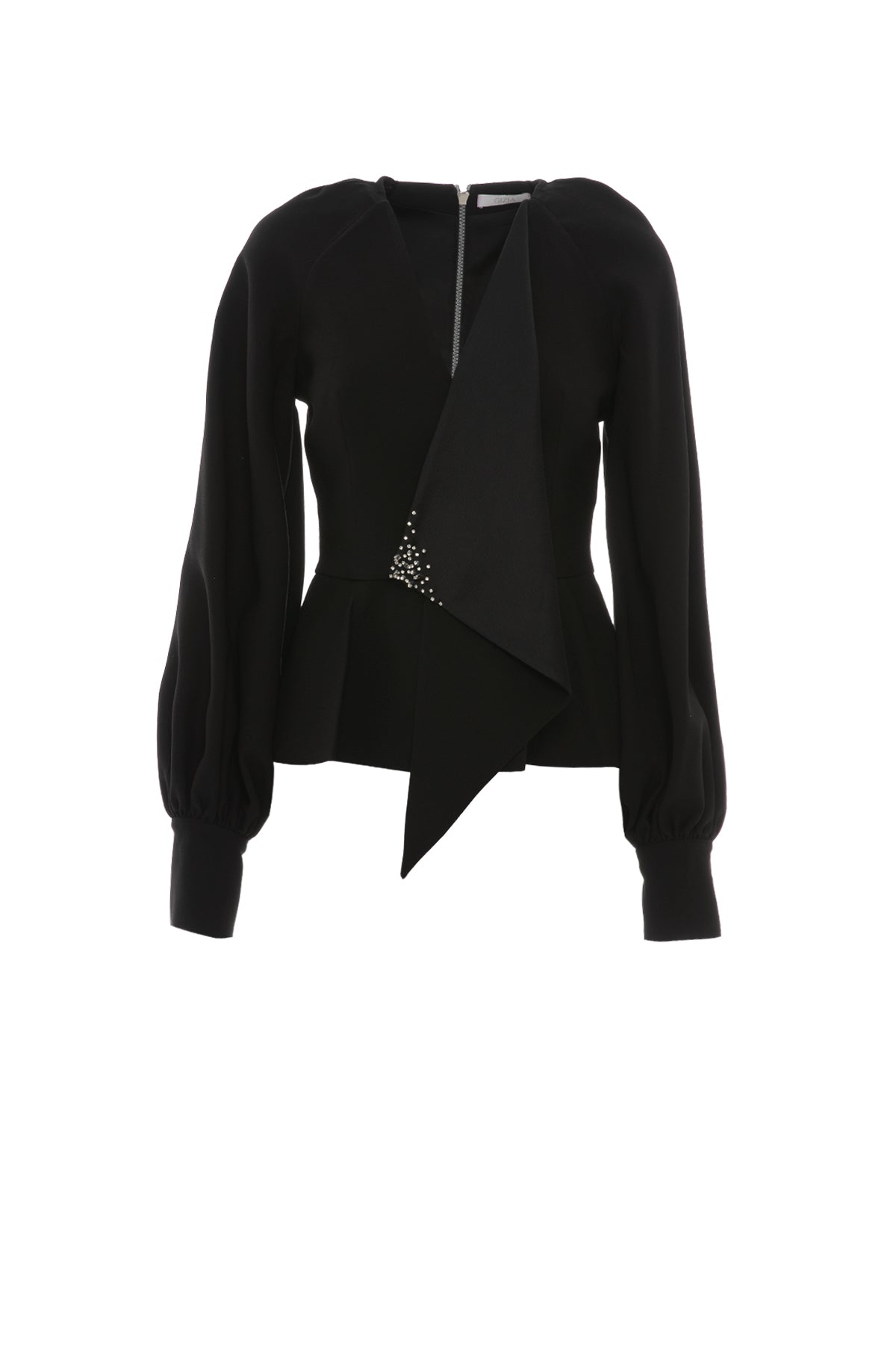 İşleme Detaylı Arkası Fermuarlı Bluz