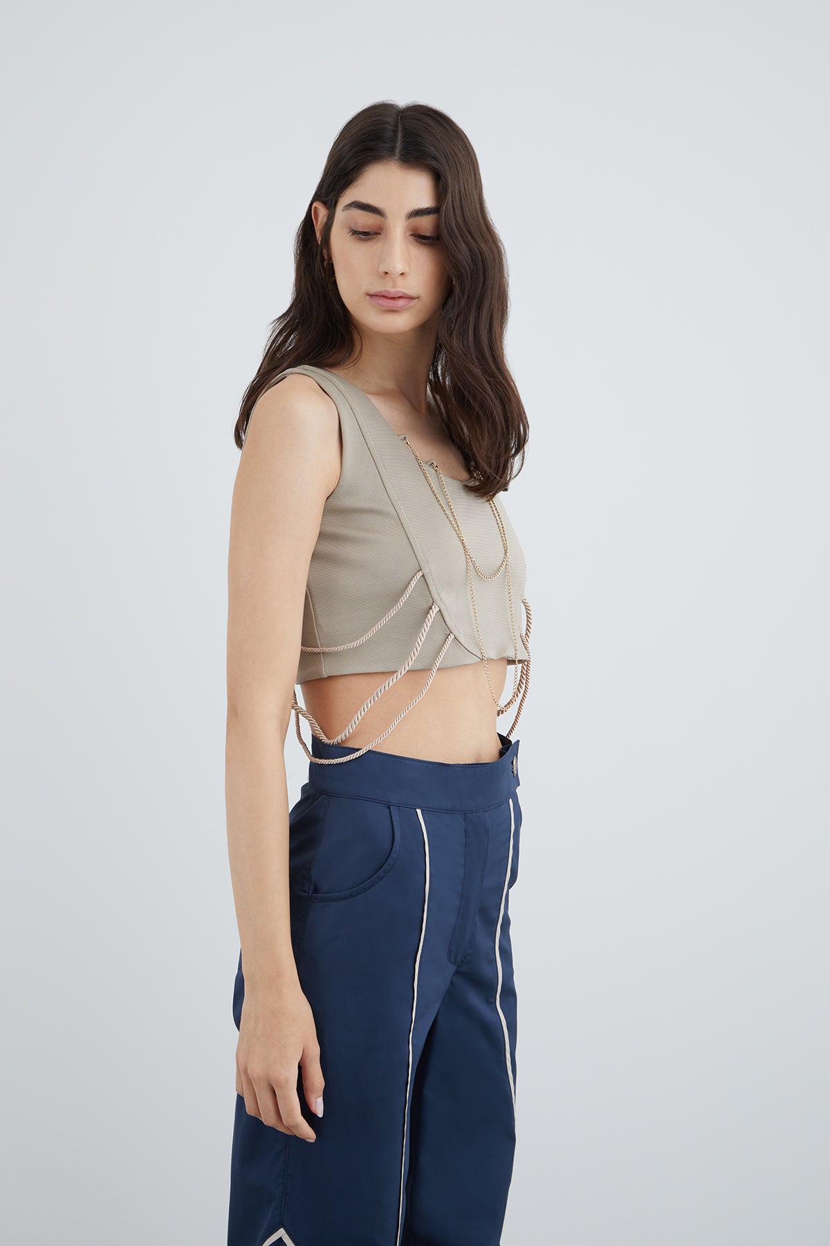 Askılı Yuvarlak Yaka Crop