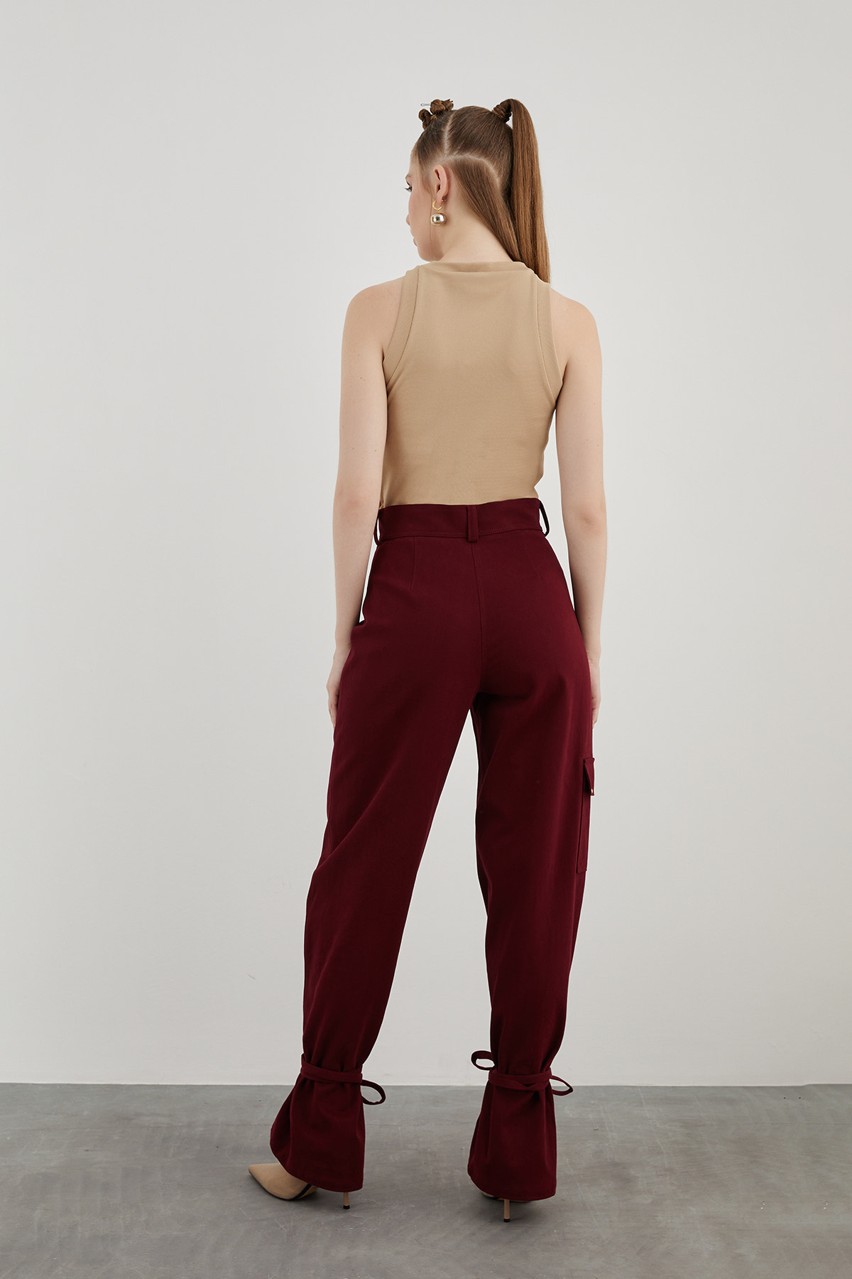 Yüksek Bel Rahat Kesim Pamuk Pantolon