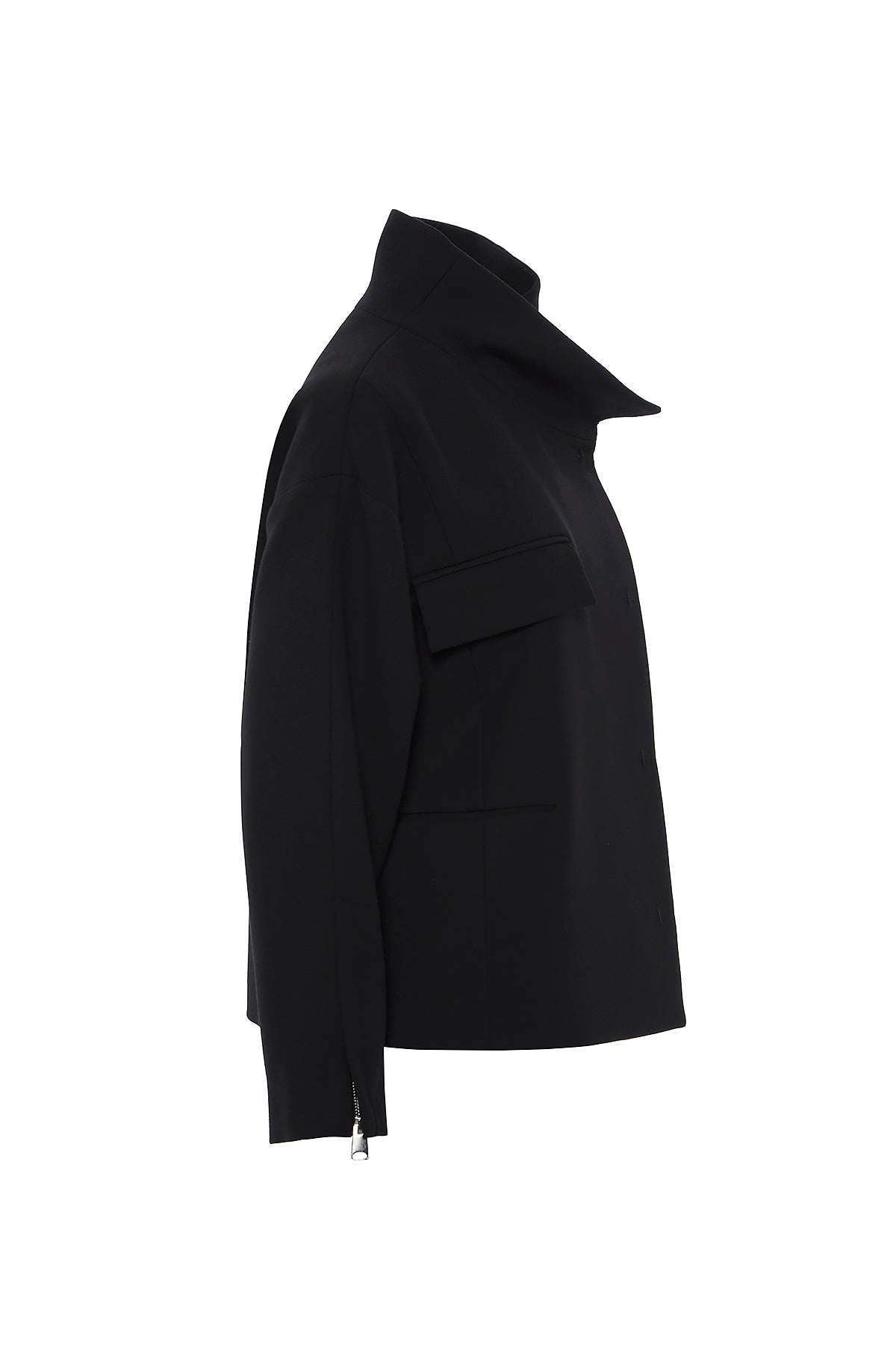 Asimetrik Model Dik Yakalı Kısa Kaşe Kaban