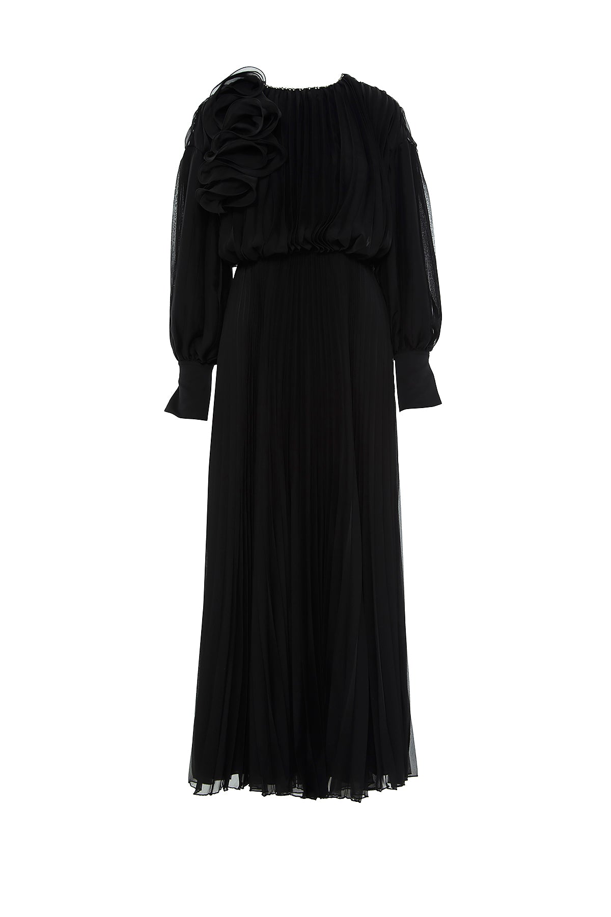 Pliseli Maxi Kloş Abiye Elbise