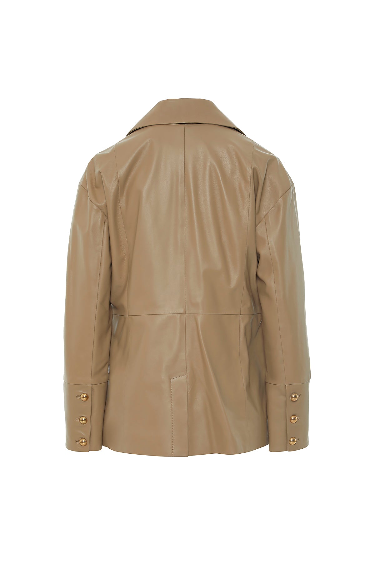 Fermuar Detaylı Düğmeli Deri Ceket