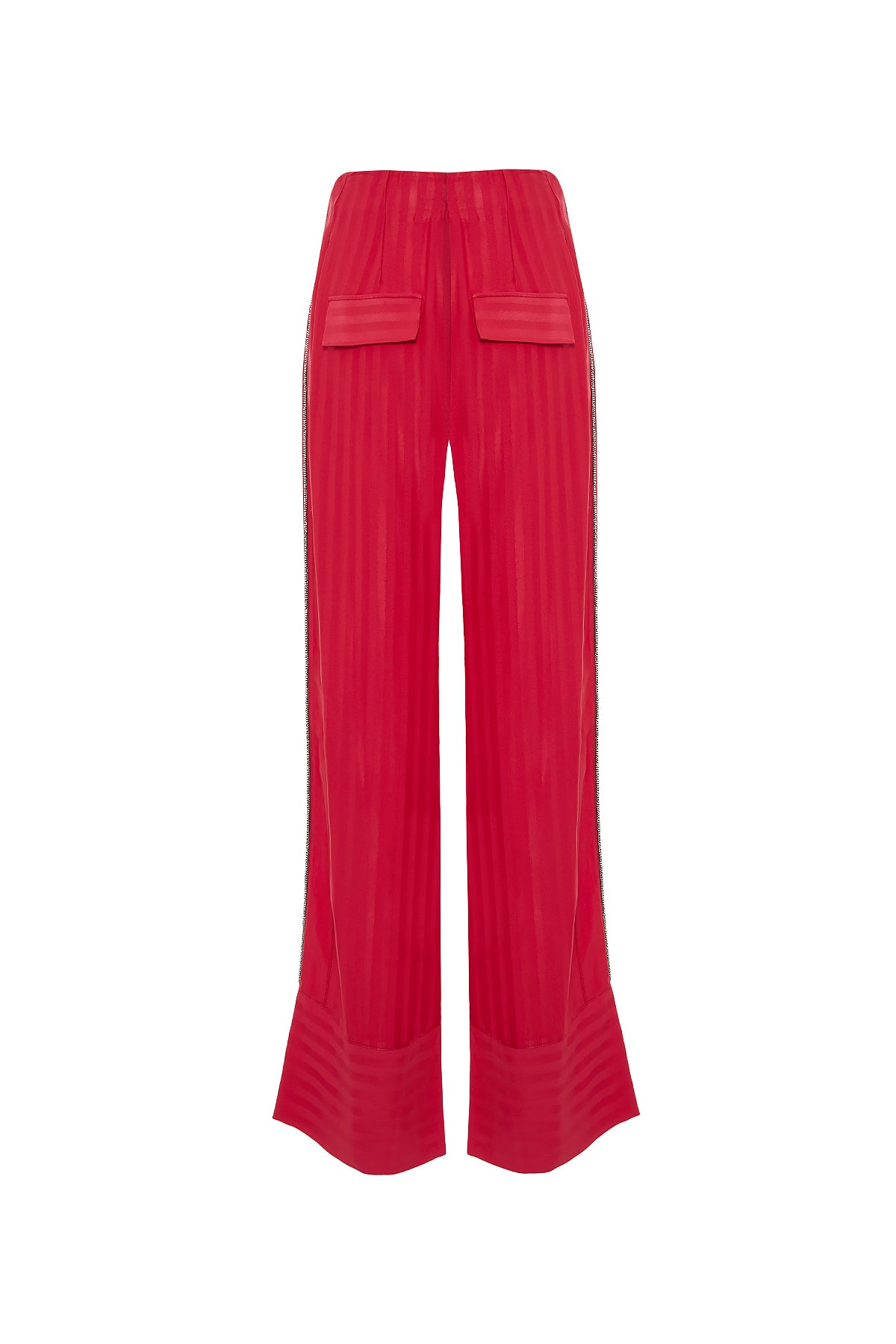 Yanları Biye Detaylı Uzun Bol Paça Pantolon