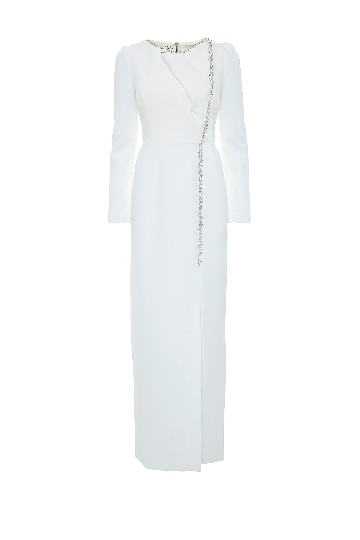 İşleme Detaylı Kol Üstü Büzgülü Uzun Abiye Elbise