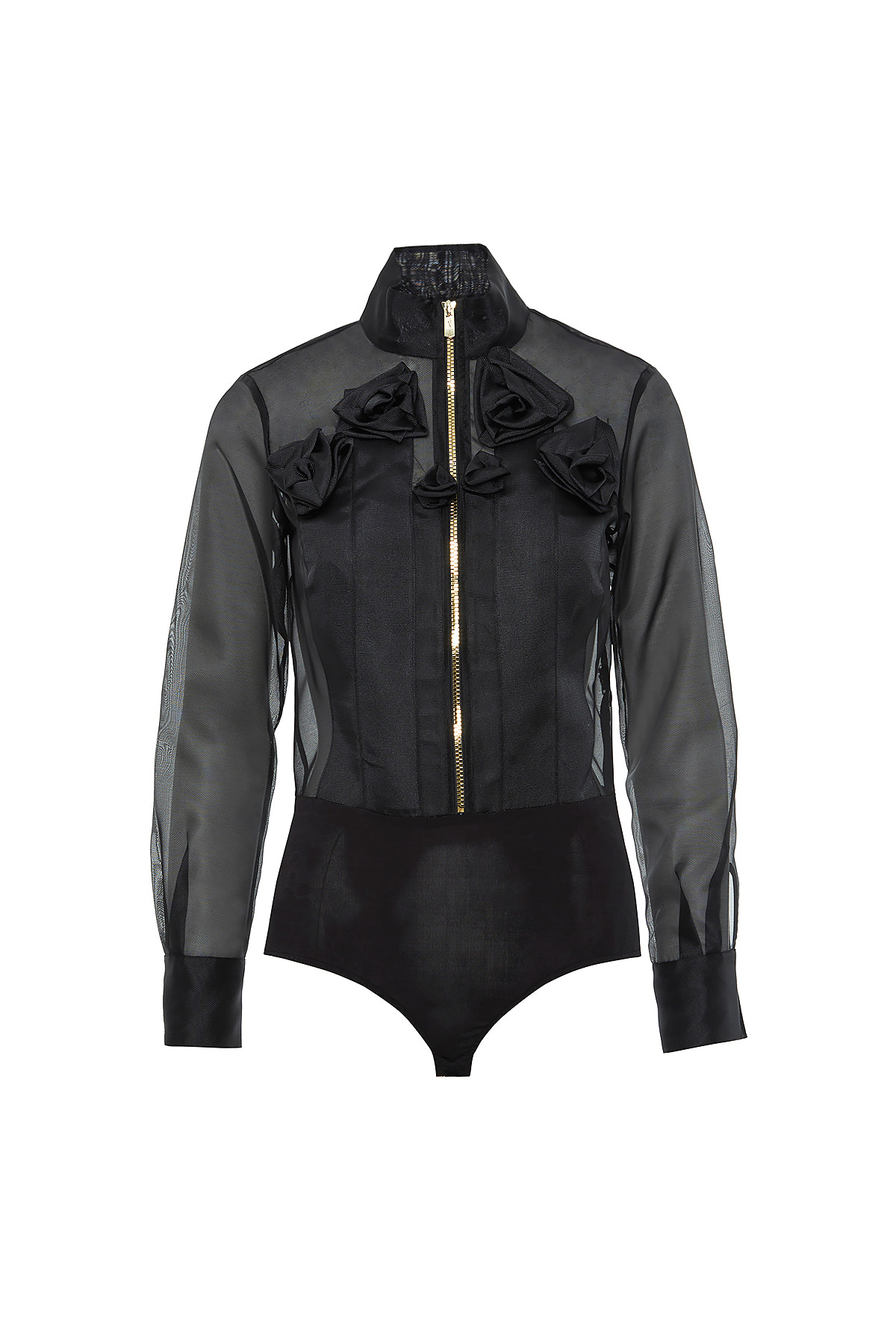 Çiçek Detaylı Alttan Çıtçıtlı Transparan Bluz