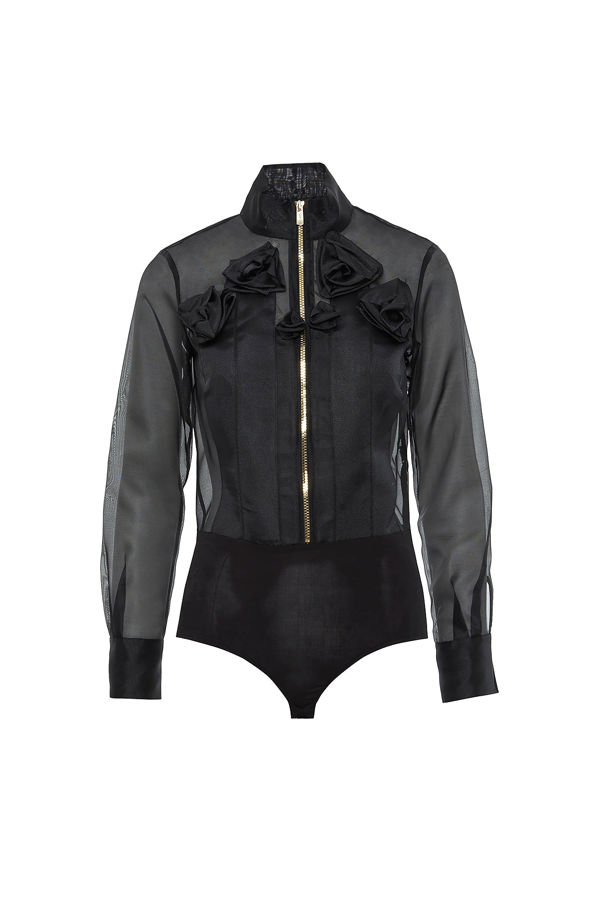 Çiçek Detaylı Alttan Çıtçıtlı Transparan Bluz