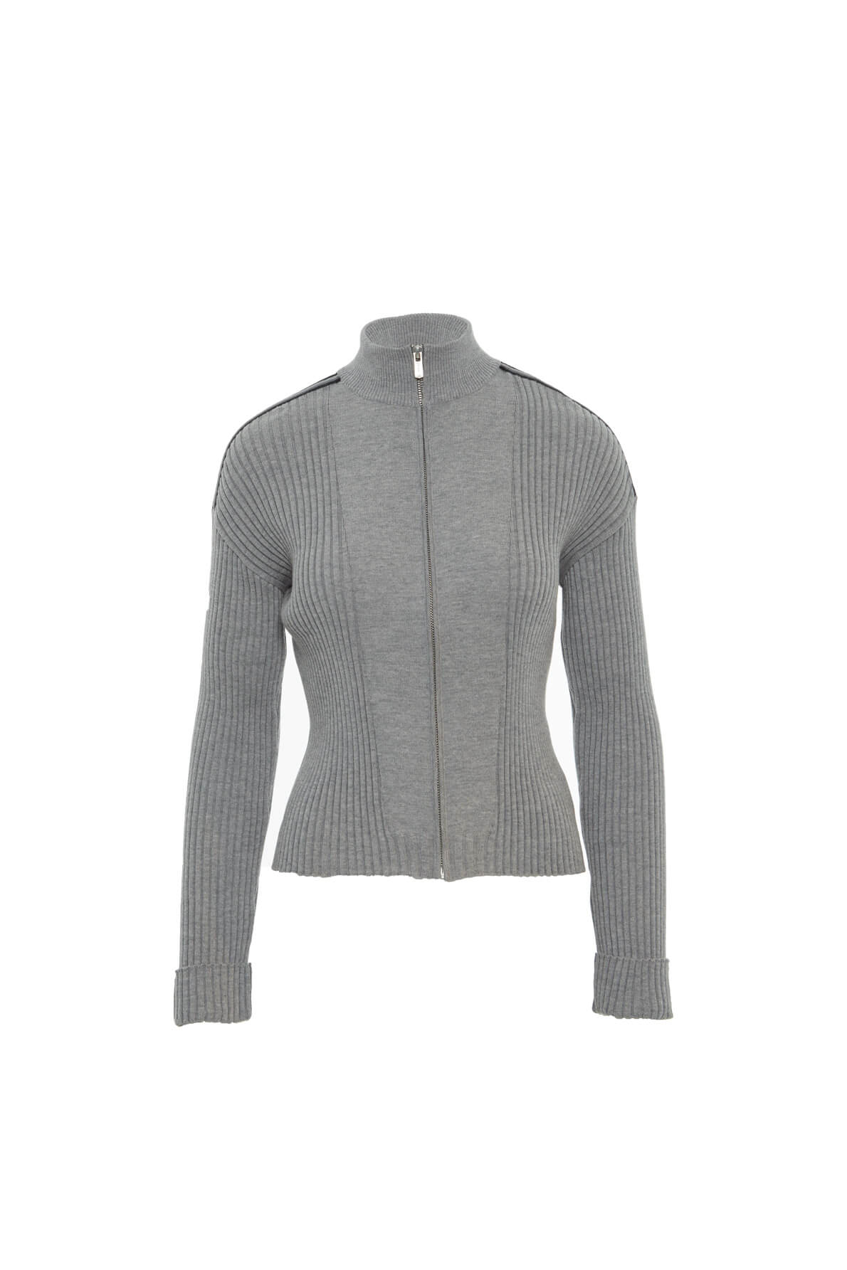 Şerit Detaylı Fermuarlı Triko Sweatshirt