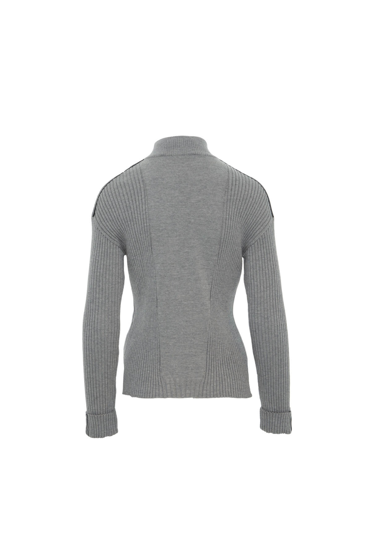 Şerit Detaylı Fermuarlı Triko Sweatshirt
