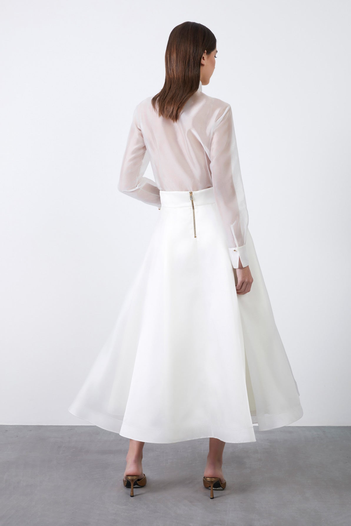 Çiçek Detaylı Transparan Etek