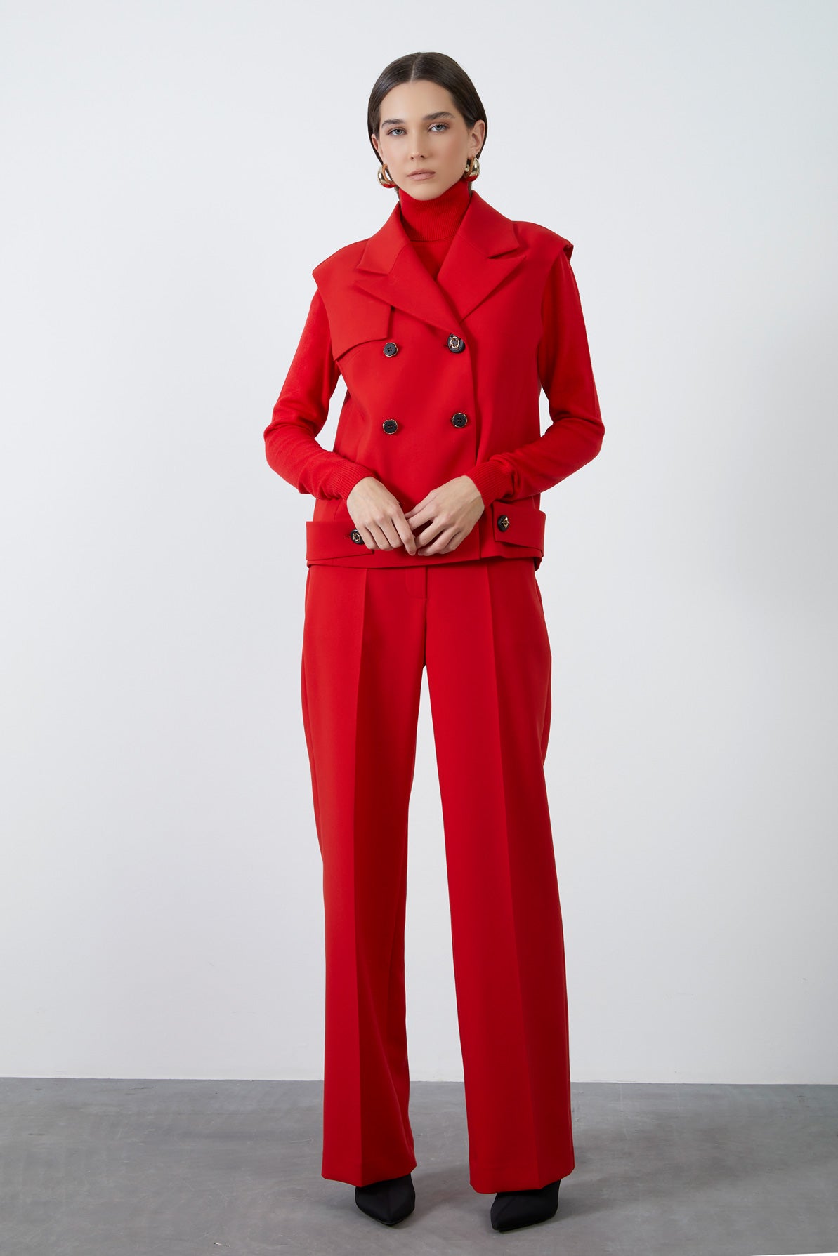 Düğme Detaylı Erkek Yaka Yelek