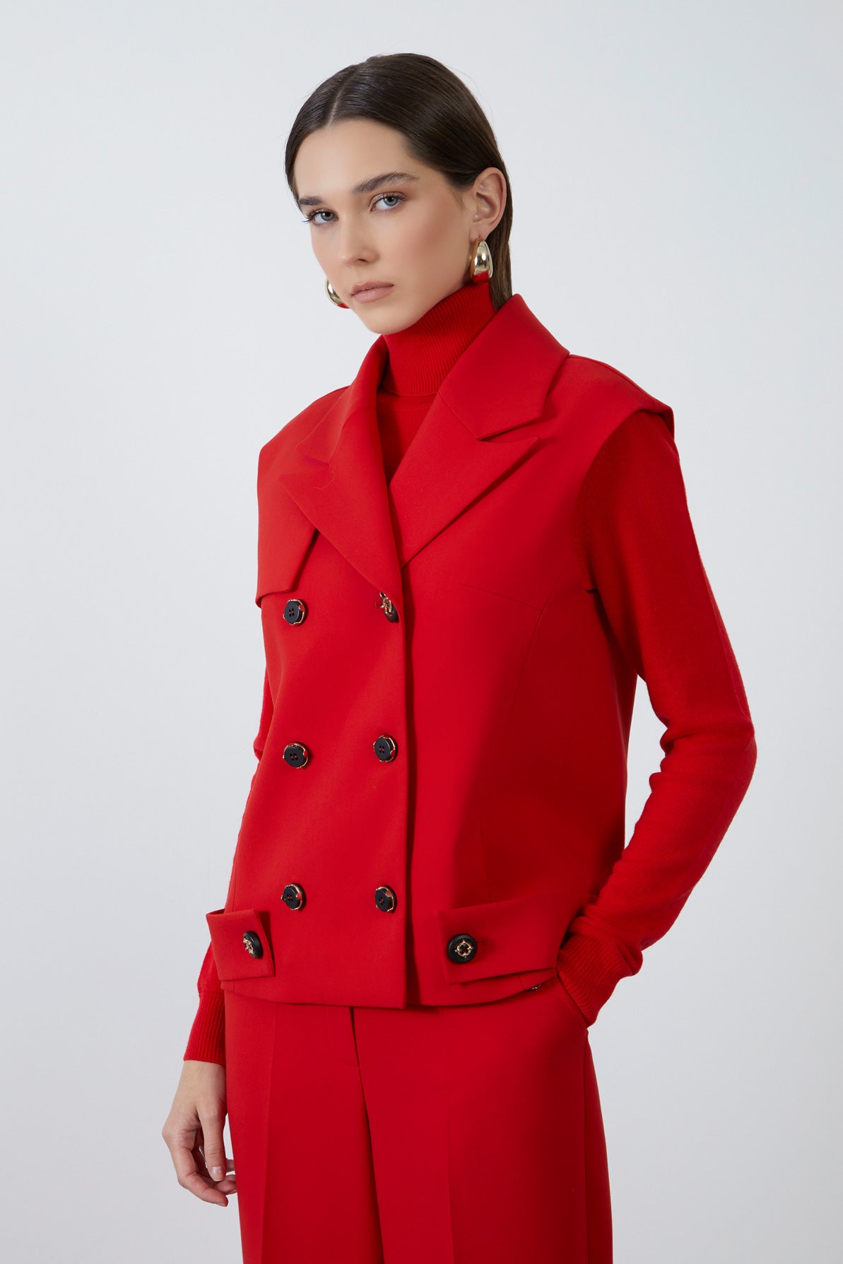 Düğme Detaylı Erkek Yaka Yelek